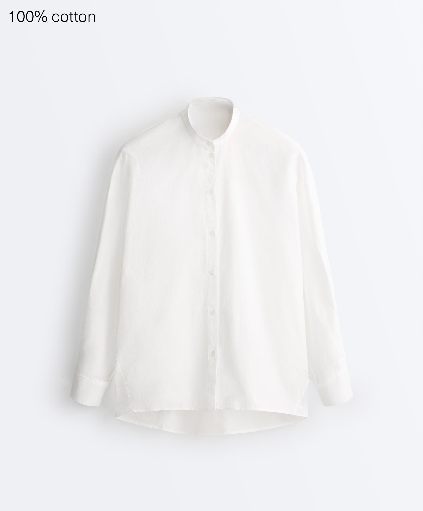 100% cotton stand-up collar shirt