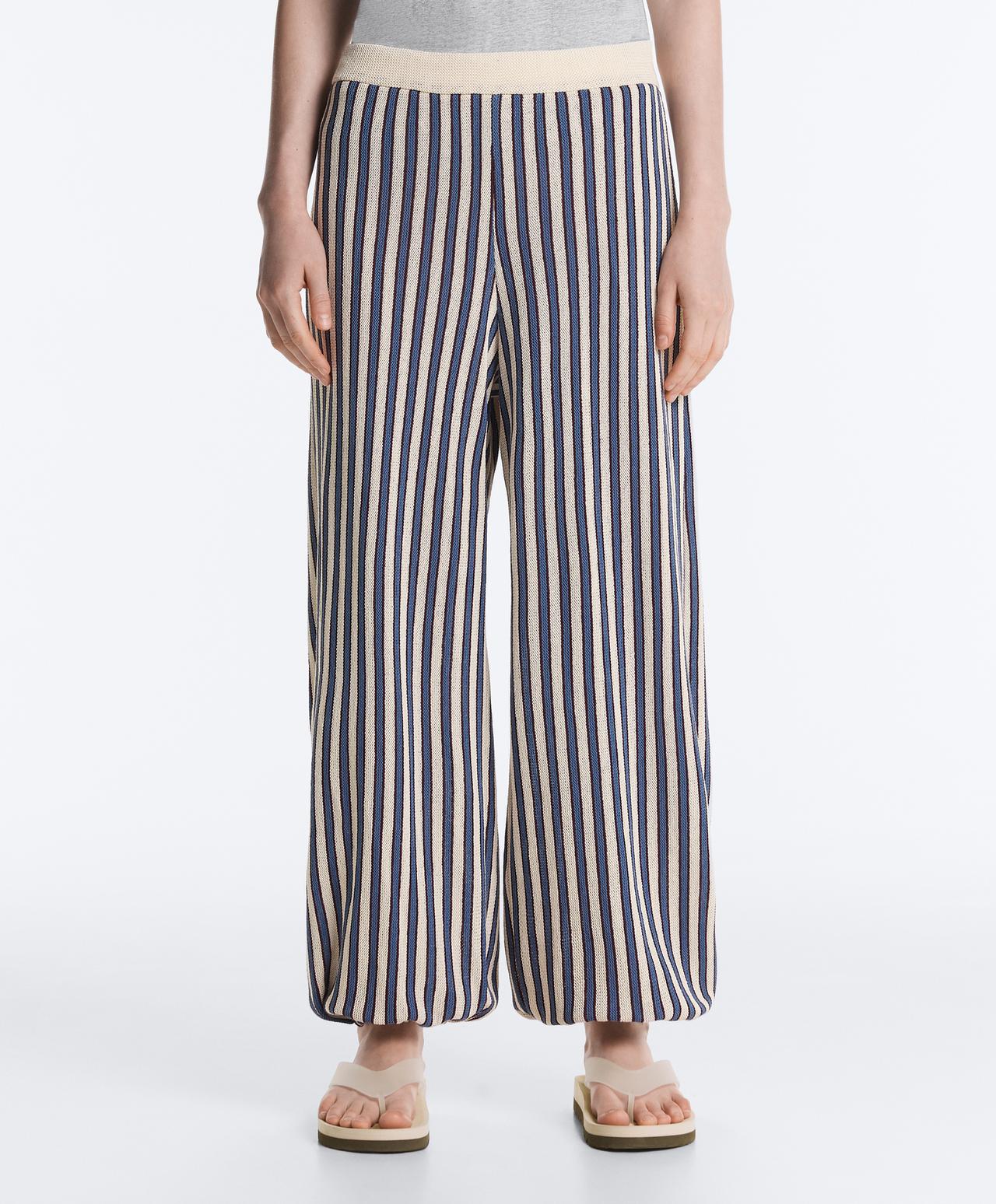 Striped cotton knit trousers — LAVENDER BLUE