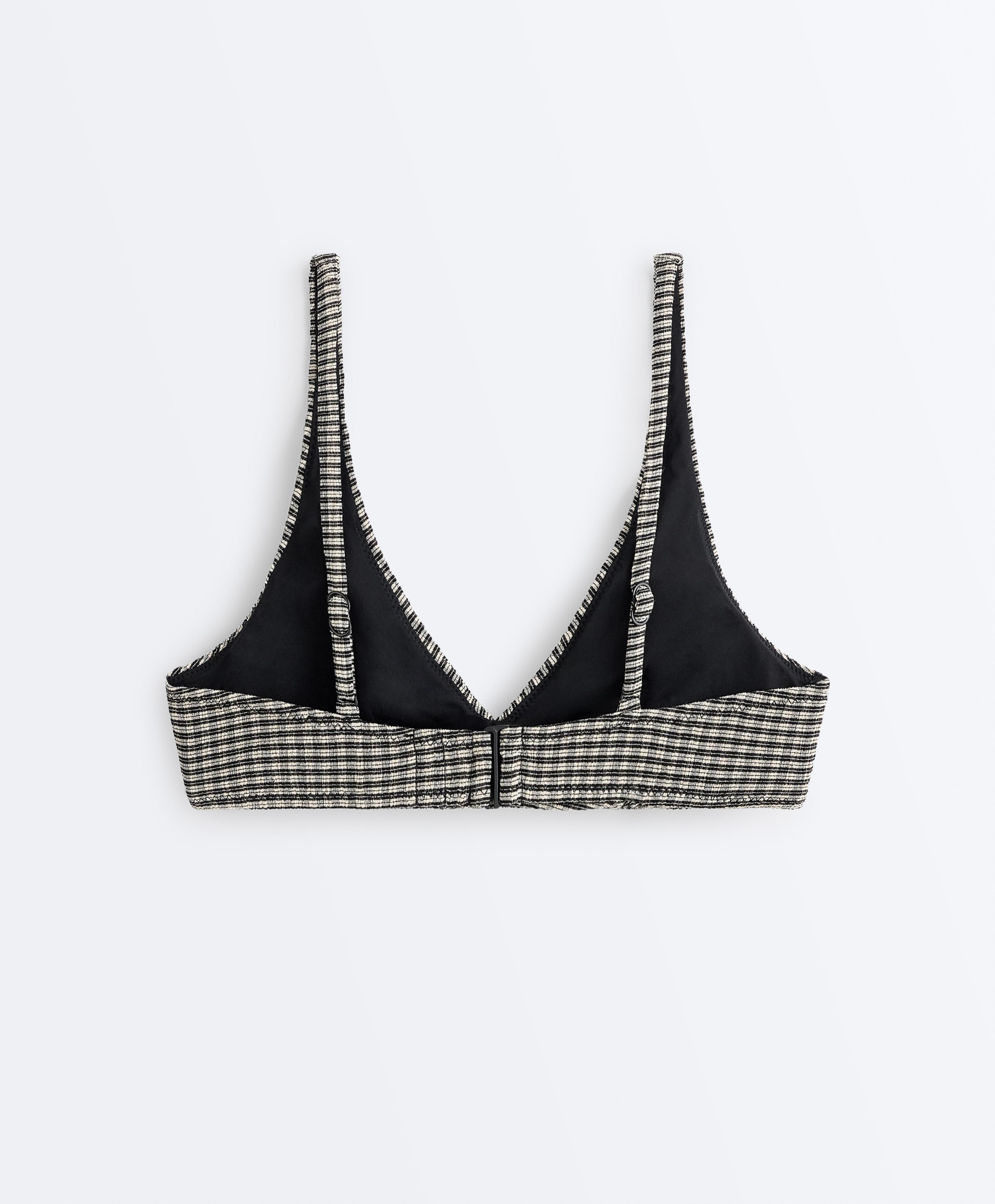 Mini checked halter bikini top — BLACK