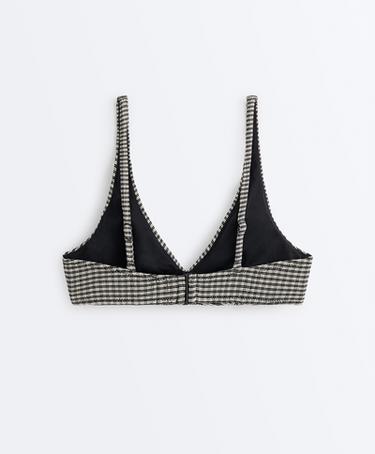 Mini checked halter bikini top — BLACK 8