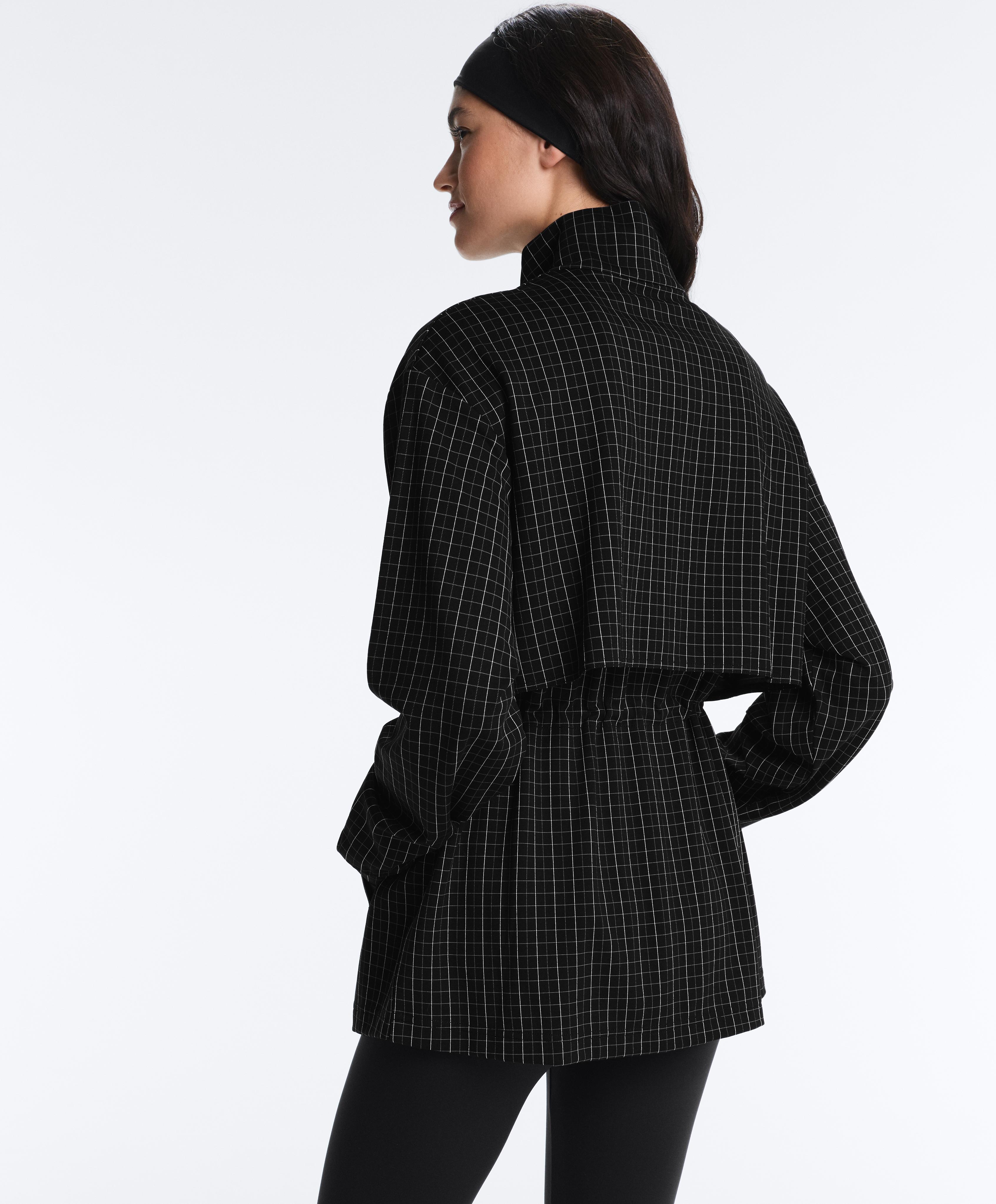 Long checked jacket — BLACK