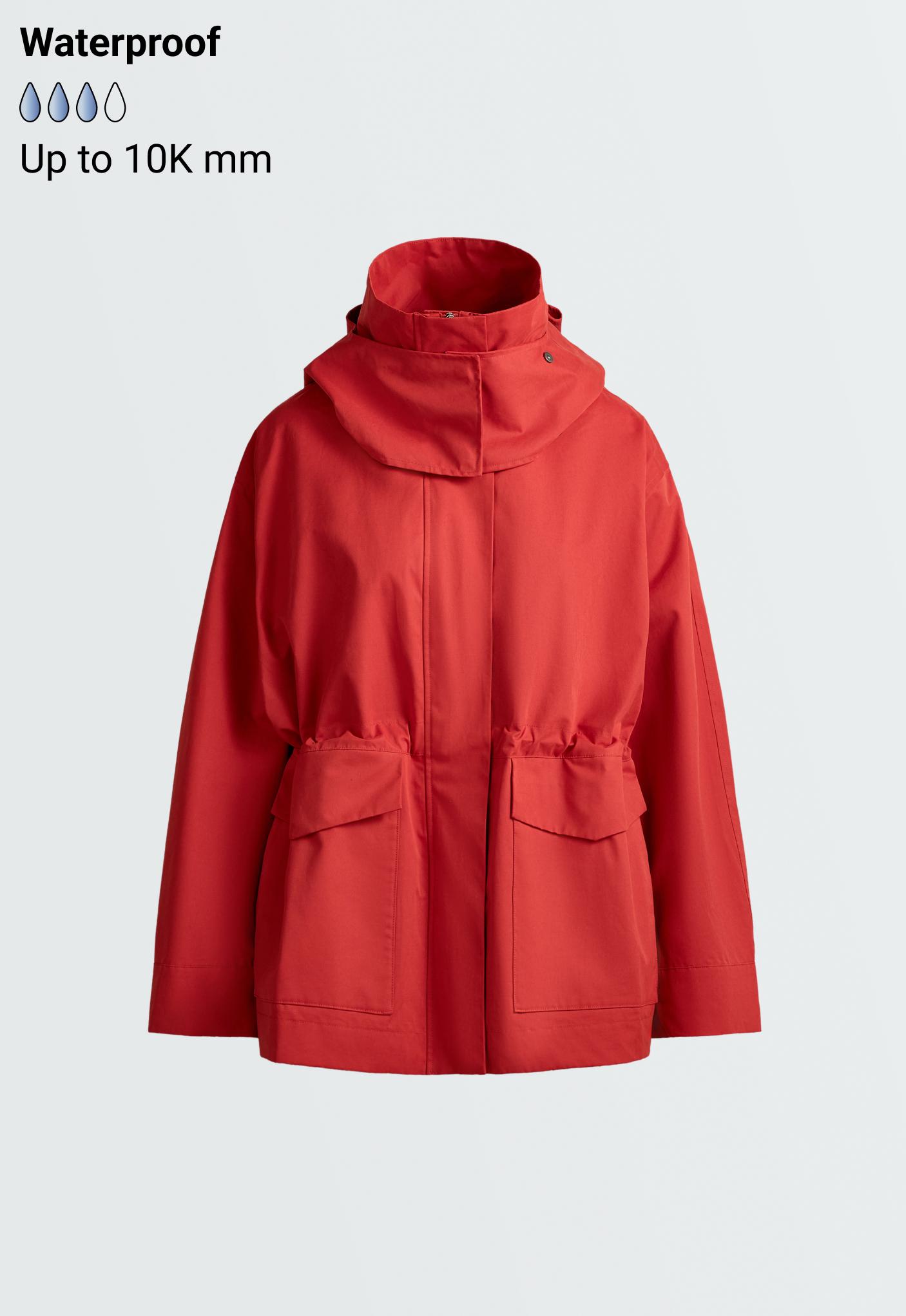 A-line 10k waterproof cotton jacket — GERANIUM RED