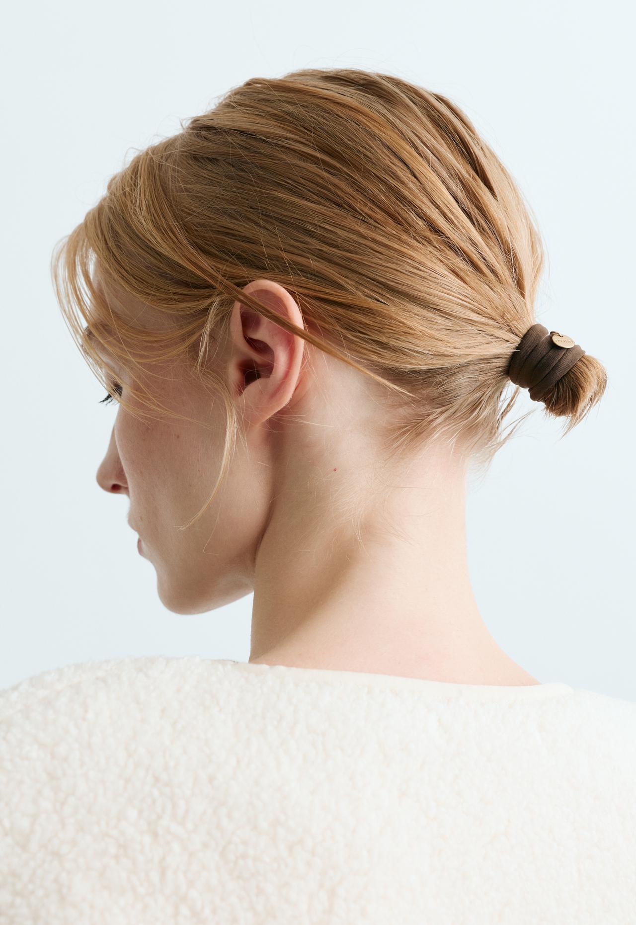 6 Oysho plaque hair ties — MAUVE-MINK
