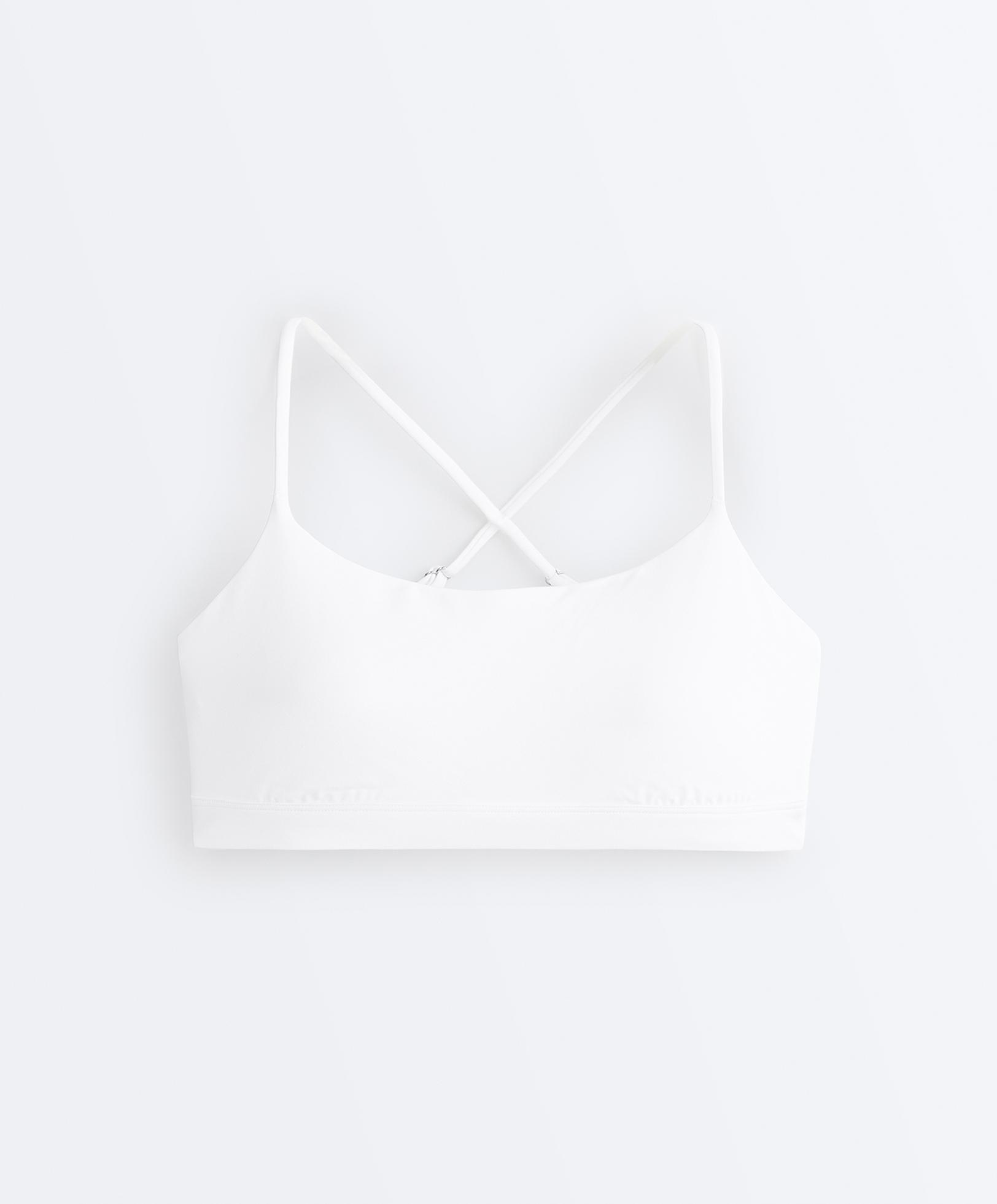 Low-support Comfortlux sports bra with crossover straps — WHITE