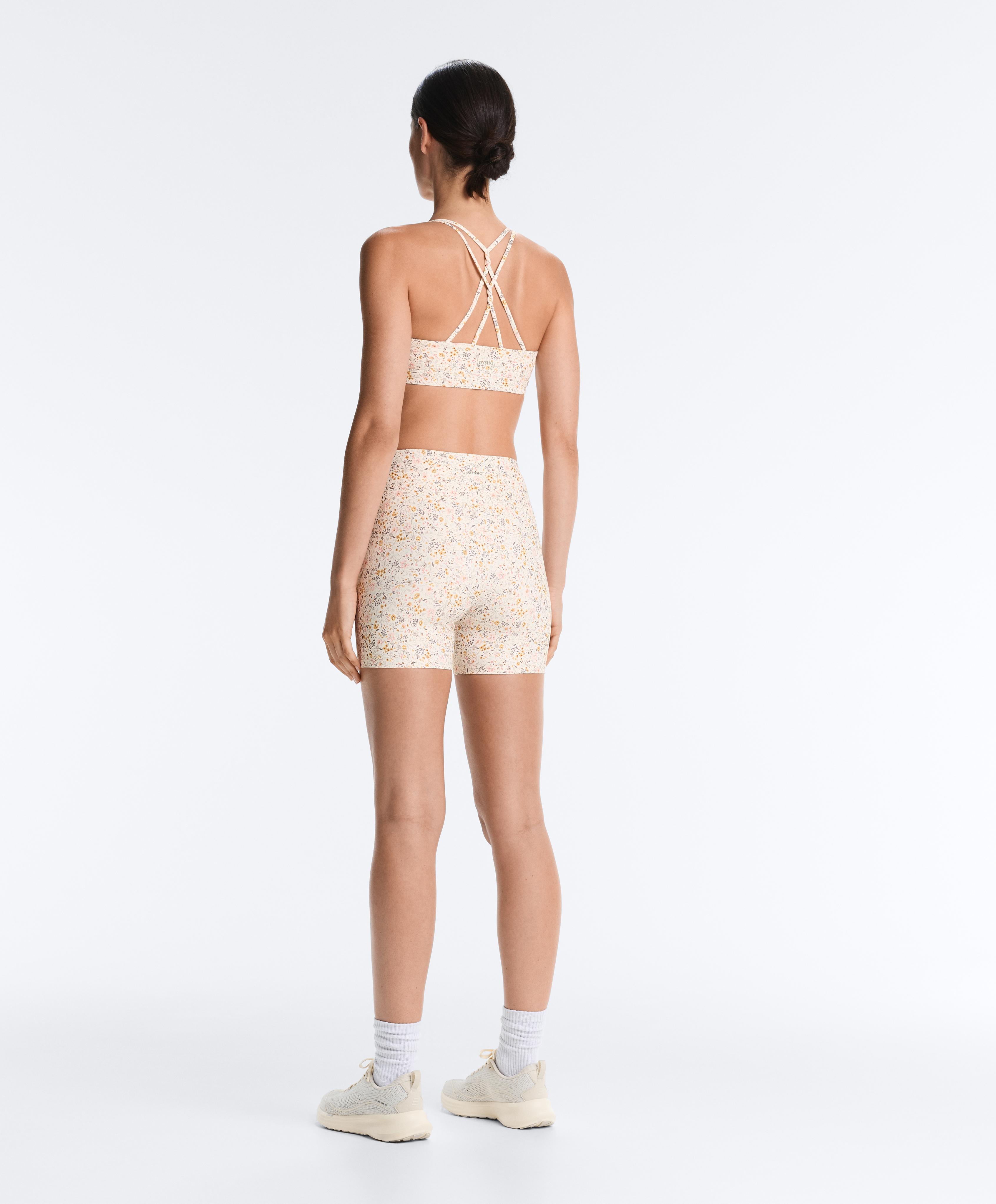 Comfortlux 10cm high-rise floral hot pants — PALE ECRU
