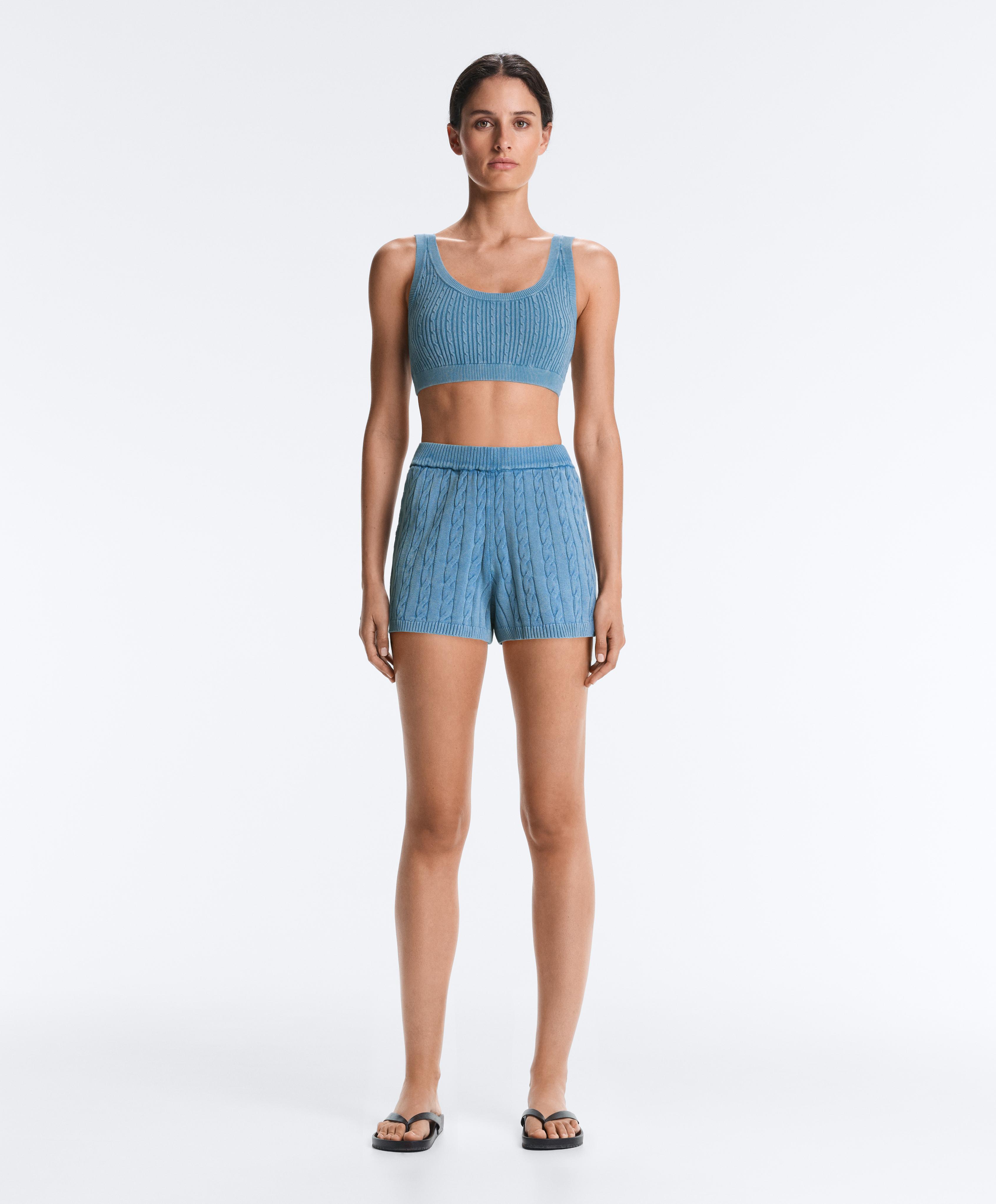 Washed knit crop cable strap T-shirt Washed knit crop cable strap T-shirt