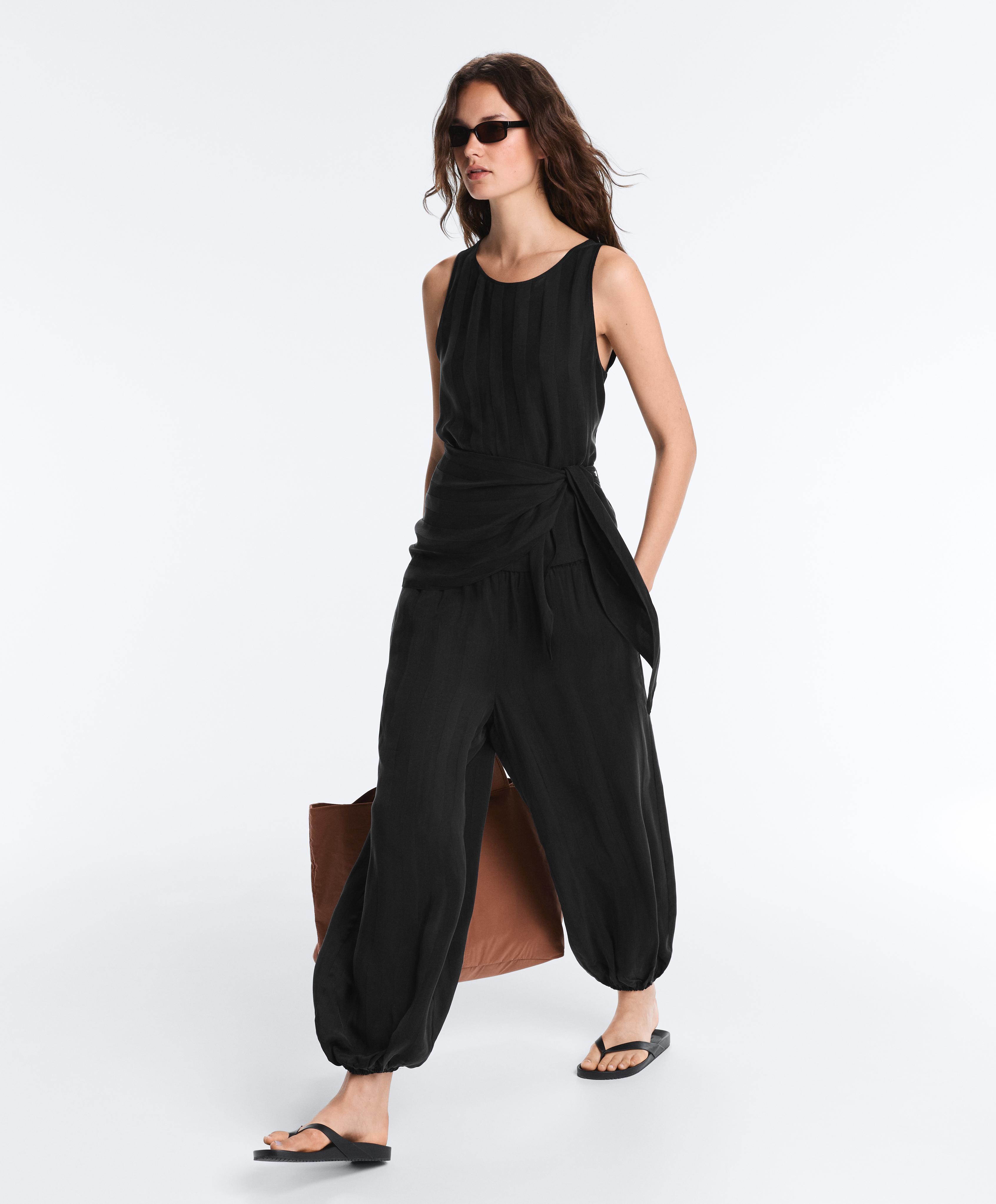 100% Cupro bloomer trousers — BLACK
