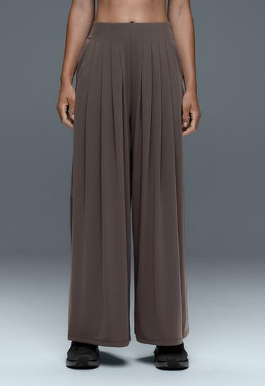 Light Touch wide-leg pleated trousers — BROWN-KHAKI 3