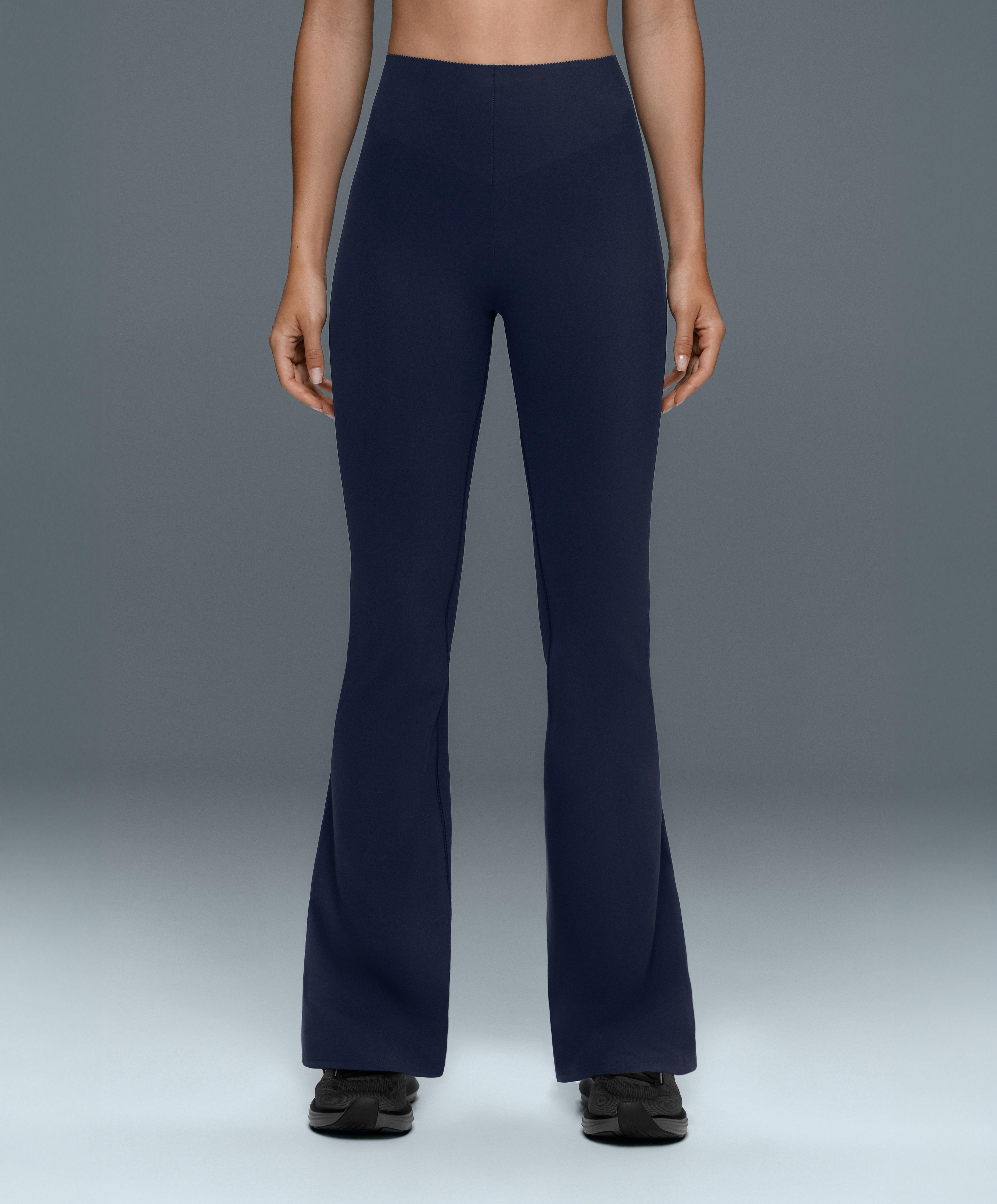 High-rise Compressive Raise Up flare trousers — NAVY BLUE