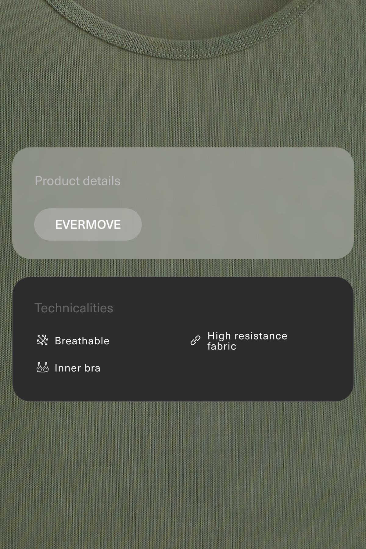 Evermove short-sleeved overlay tank top — KHAKI