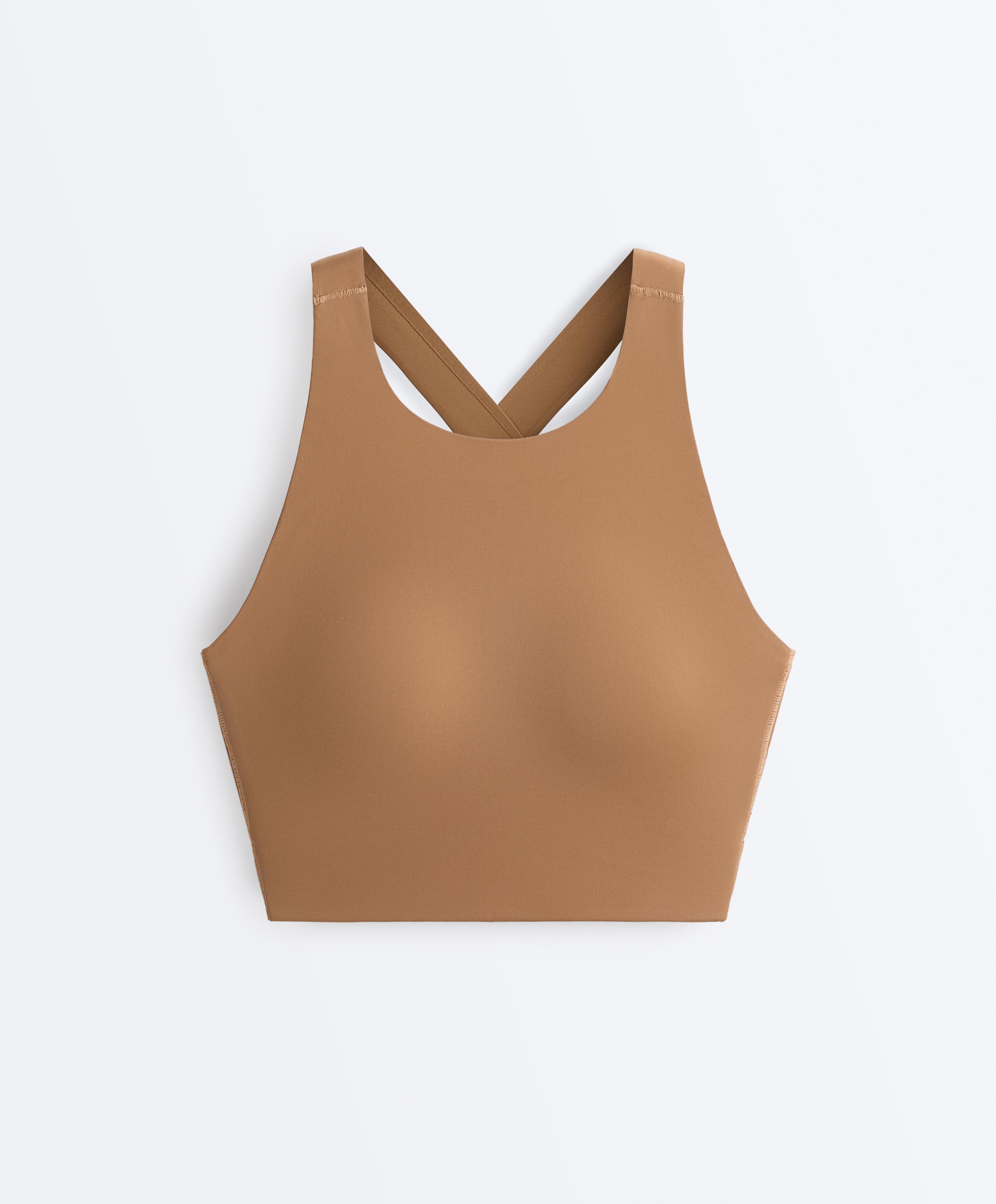 Light Touch crossover back tank top — PALE BROWN