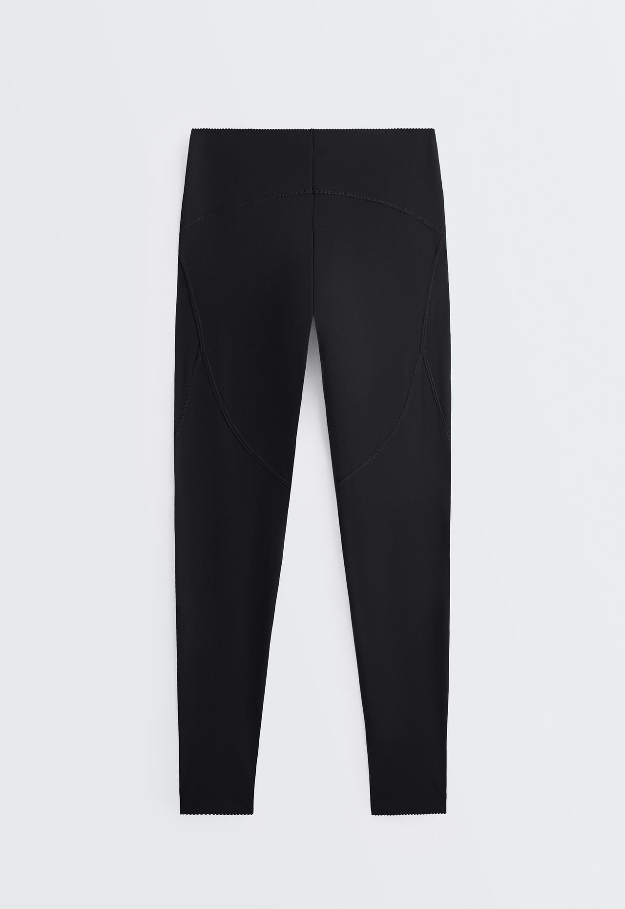 Basic compressive high-waisted ankle-length leggings — BLACK