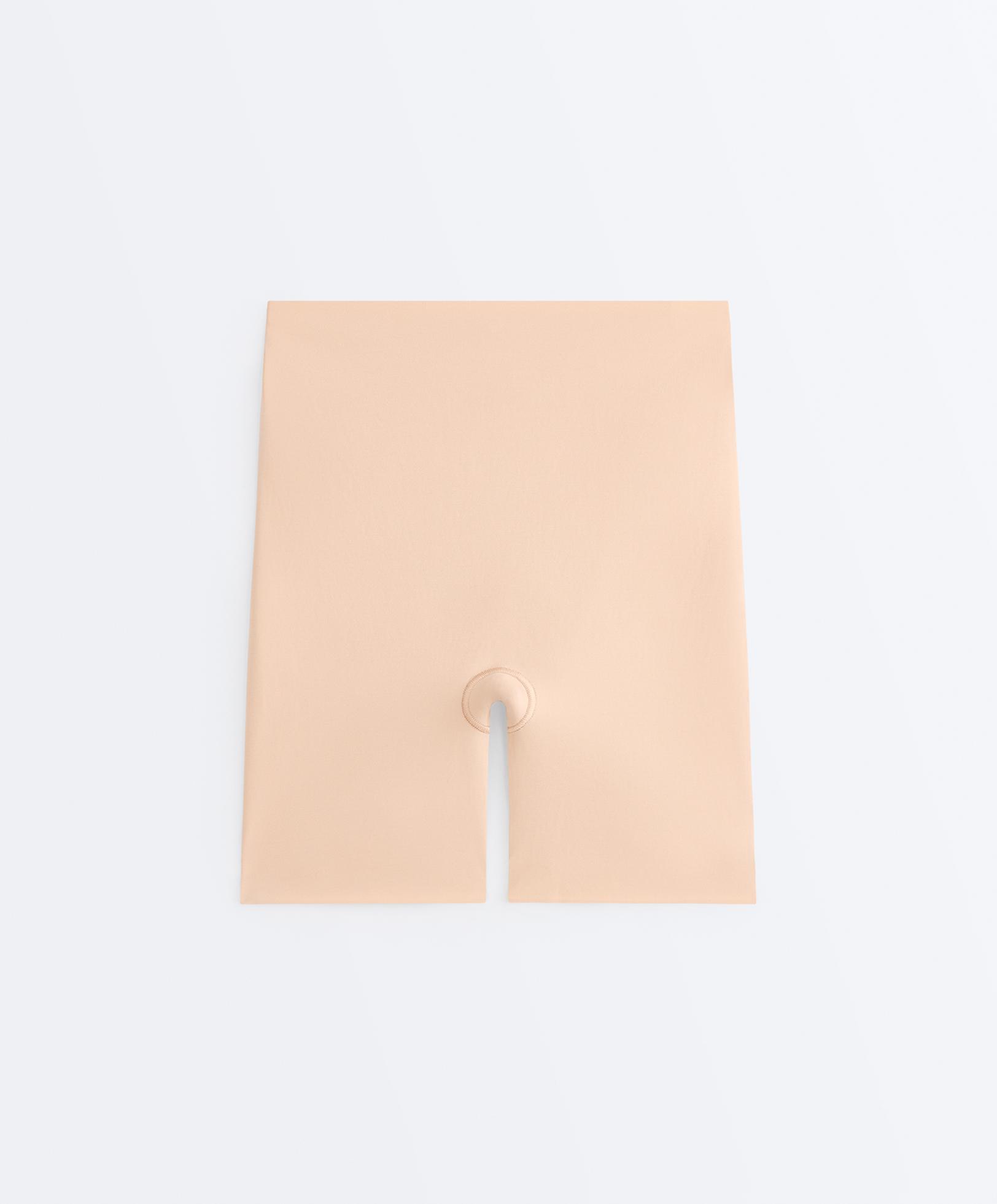 High-waisted invisible laser-cut cycling briefs — BEIGE