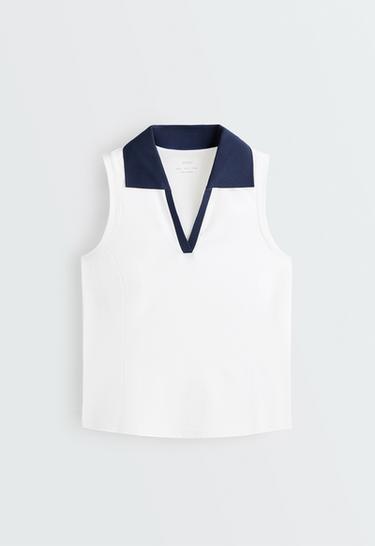 Contrast sleeveless Comfortlux polo shirt — WHITE  6