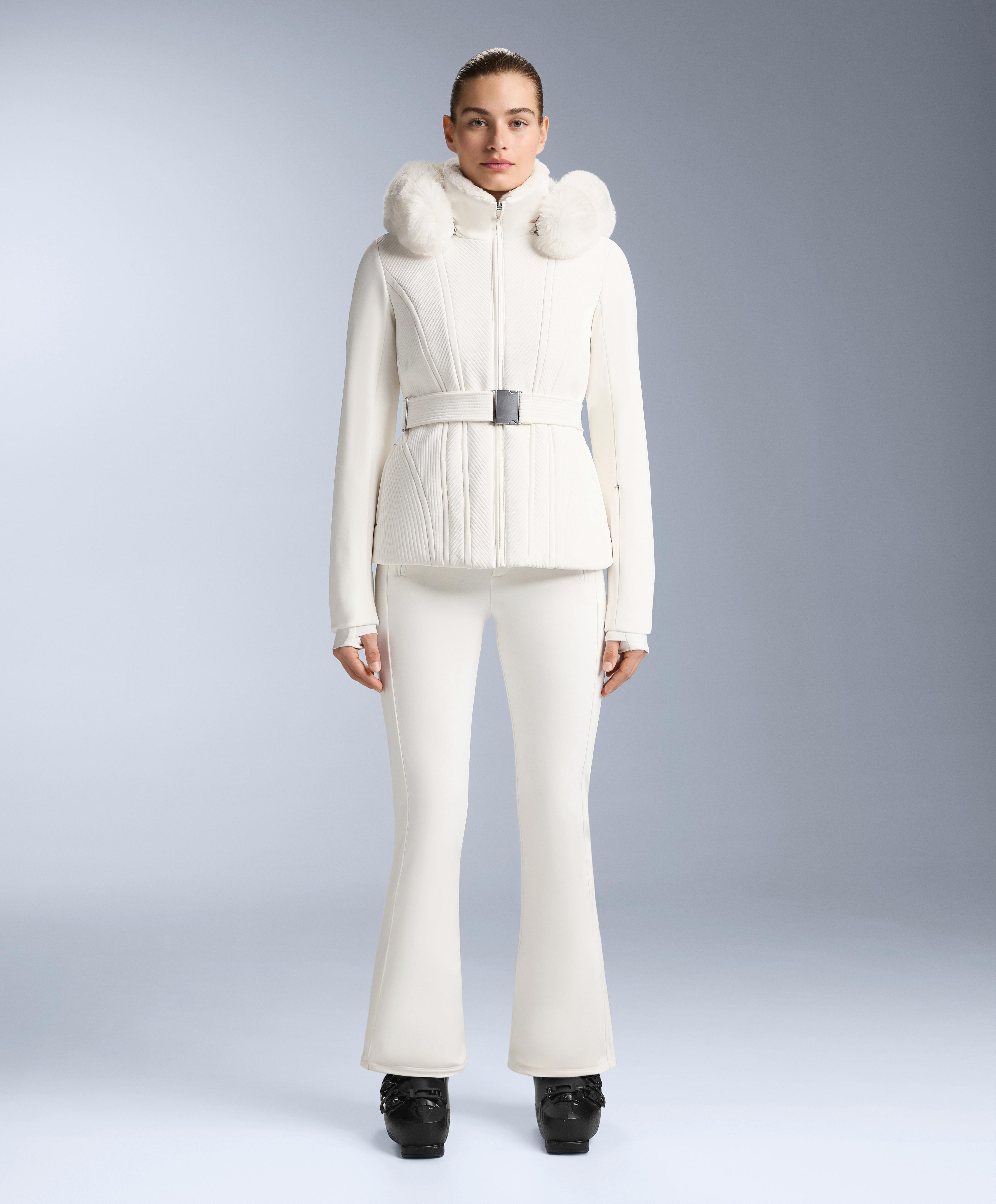 Water-resistant flare stretch SKI trousers — WHITE