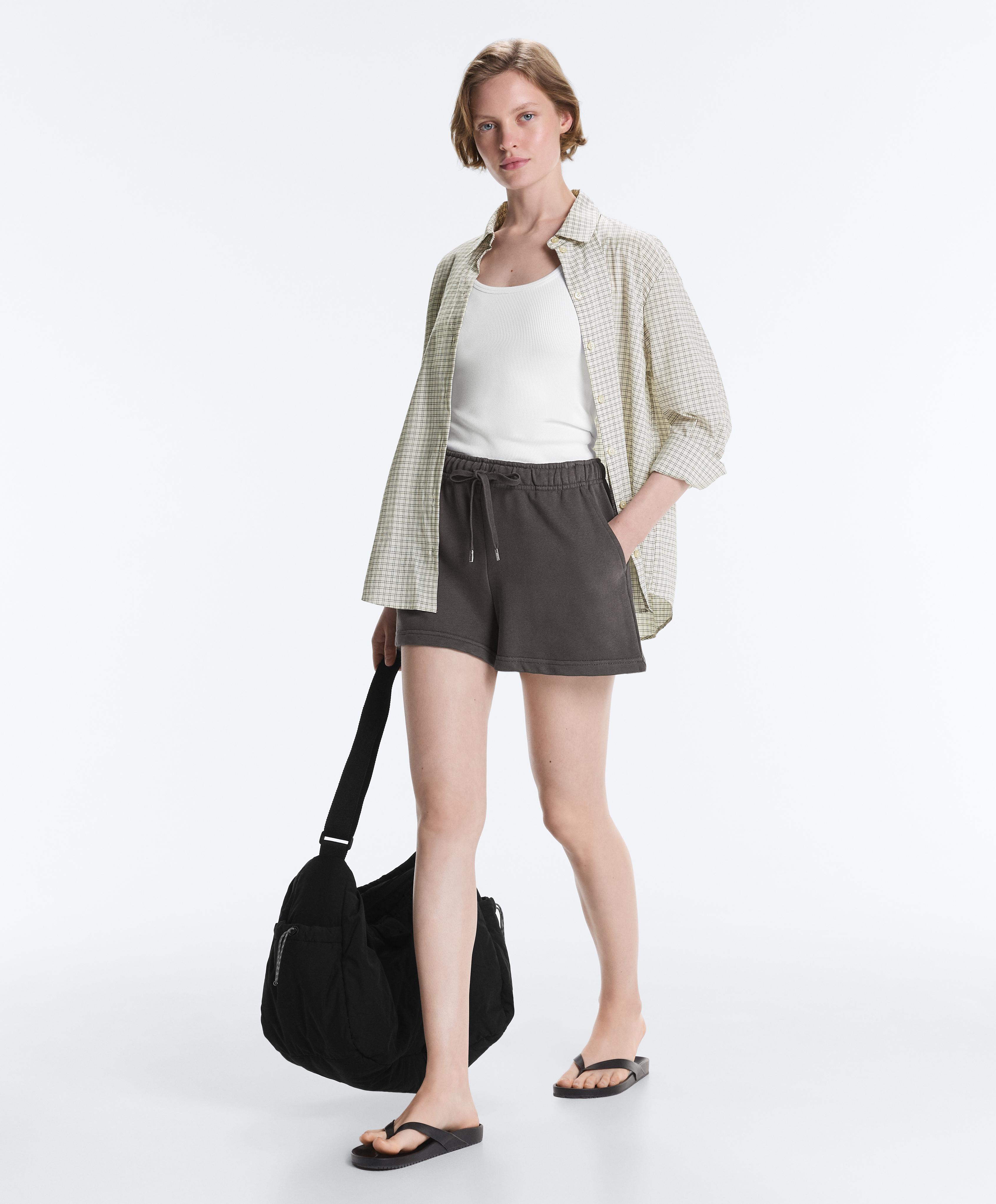 Cotton blend fleece shorts — ANTHRACITE