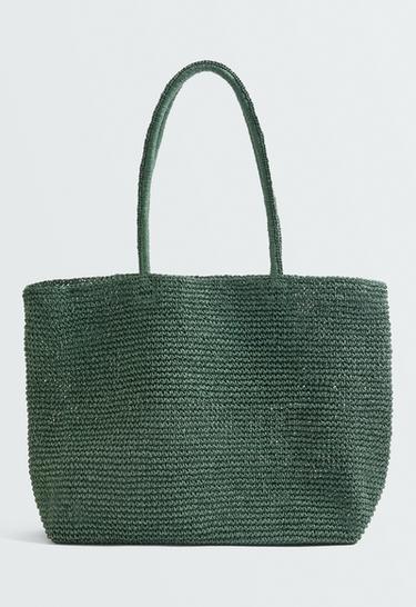 Woven paper shopper — KHAKI 1