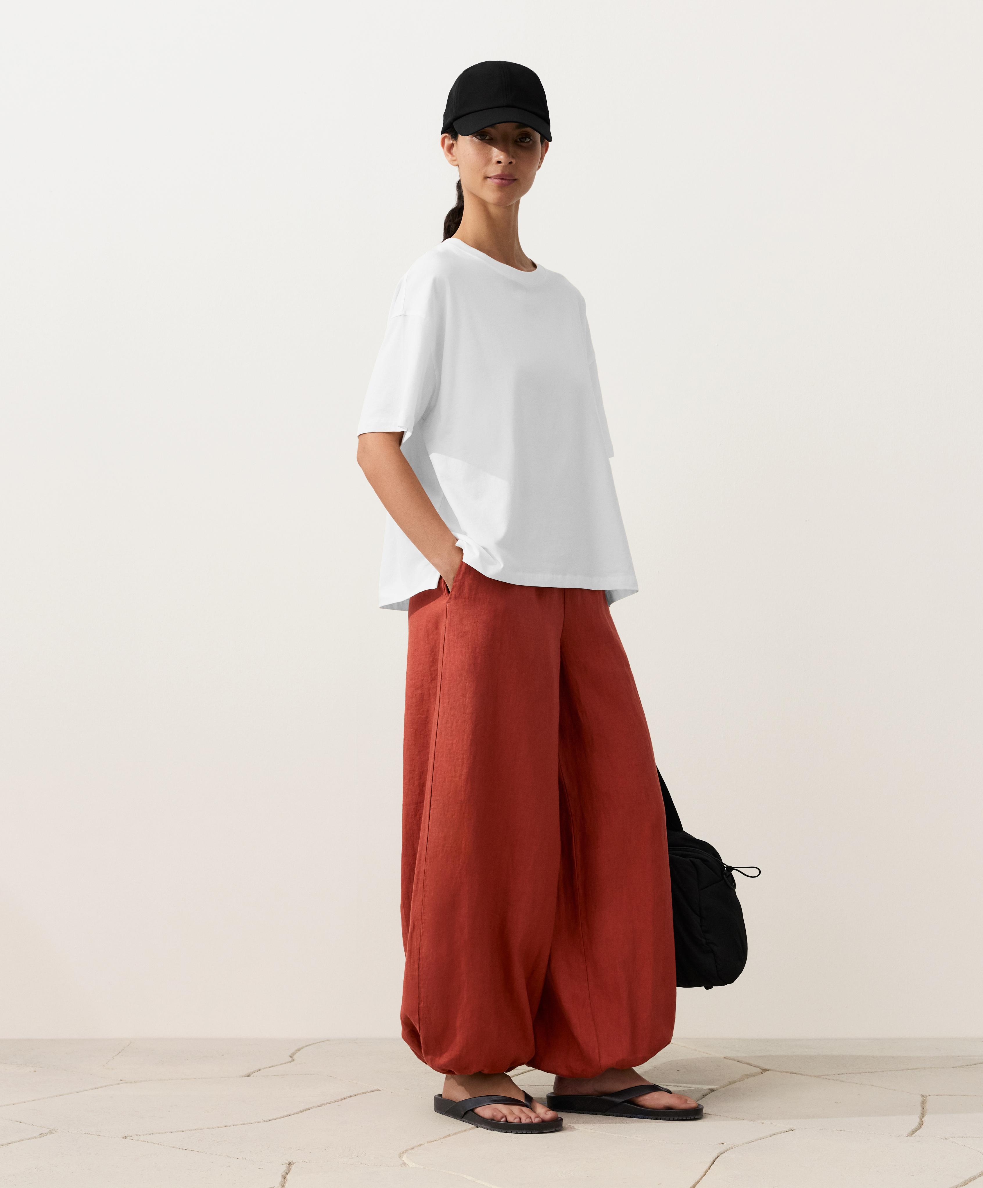 100% linen bloomer trousers — TEA RED