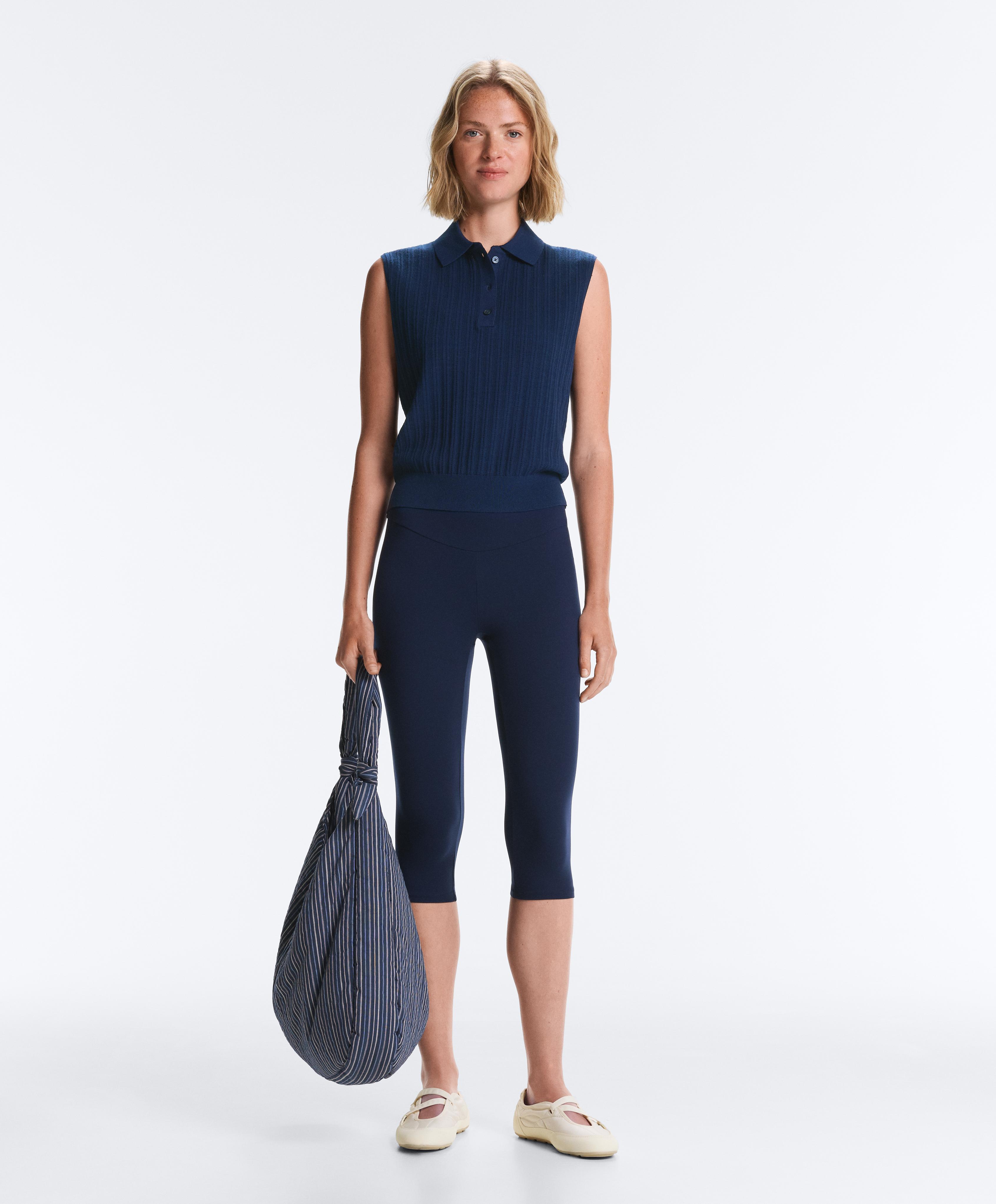 Sleeveless open knit jumper — NAVY BLUE
