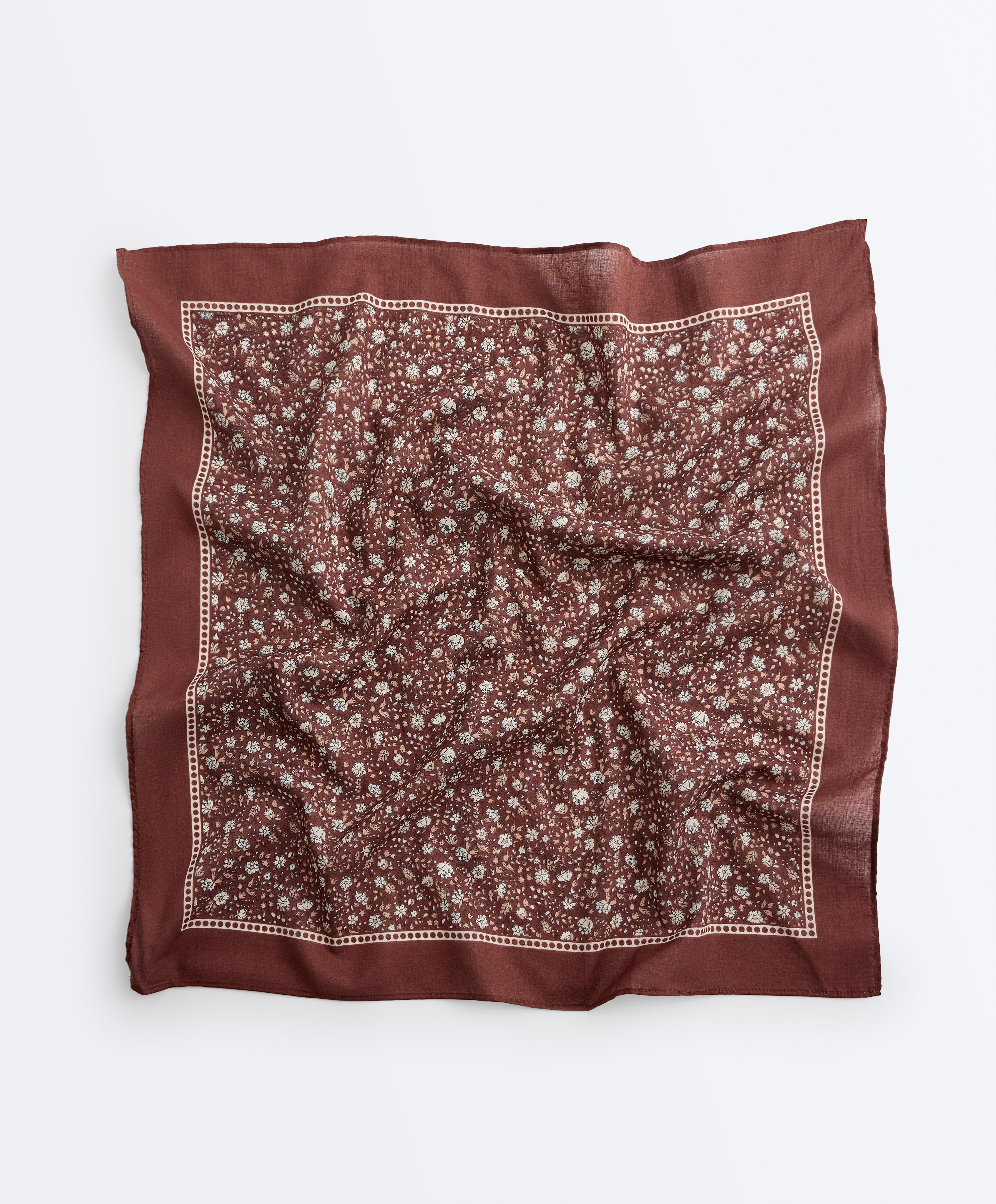 Floral 100% cotton bandana — BURNT ORANGE