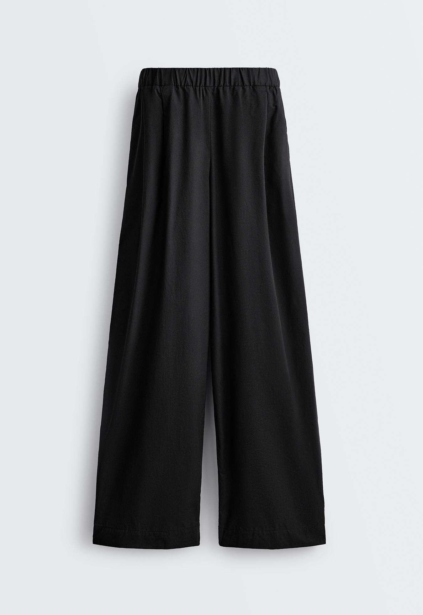 100% cotton tapered trousers — BLACK