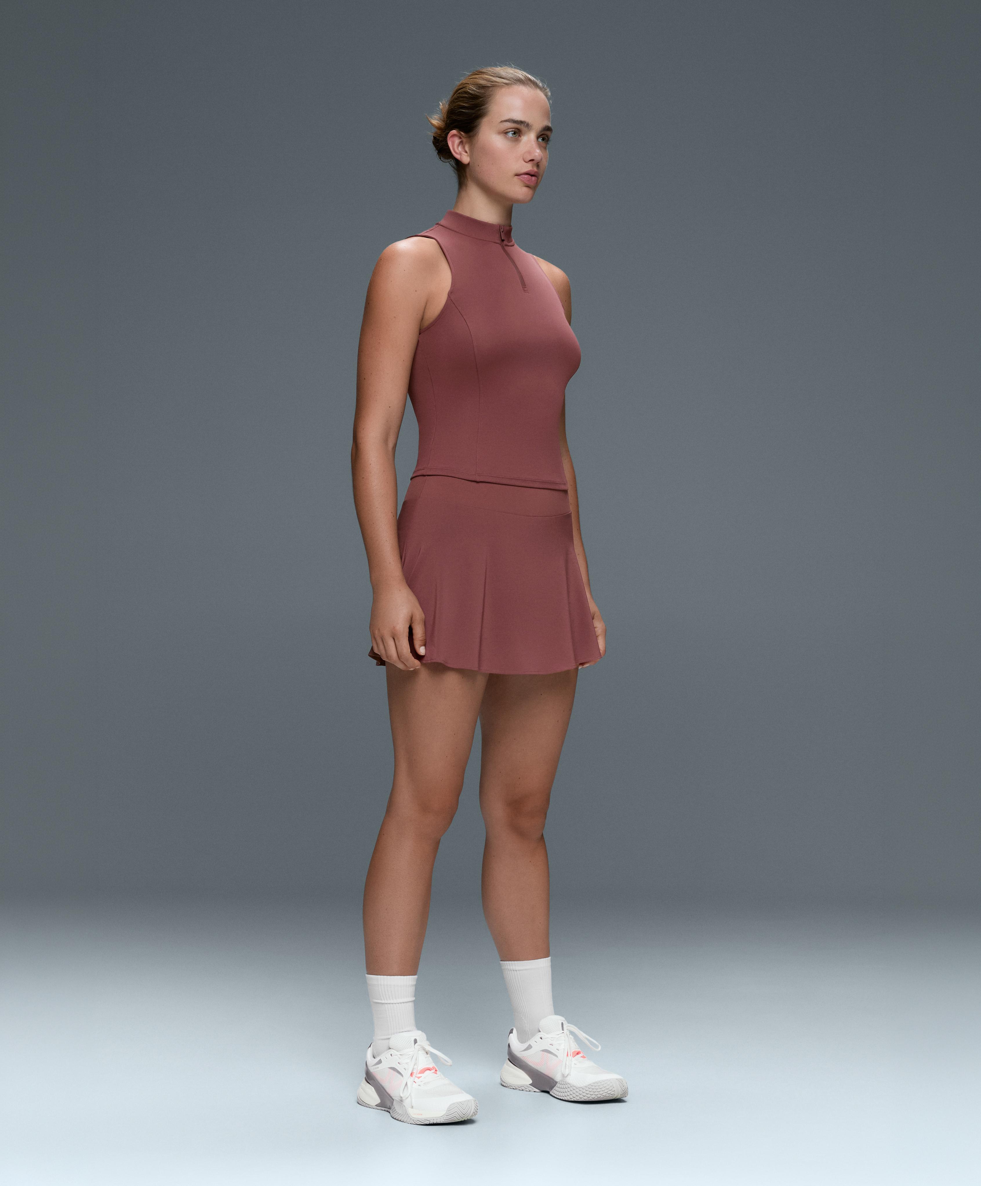 Technical half-zip sleeveless T-shirt — FADED BURGUNDY