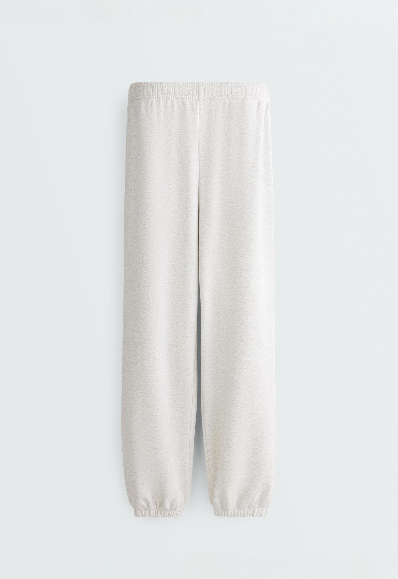 Cotton blend fleece joggers — PALE GREY MELANGE