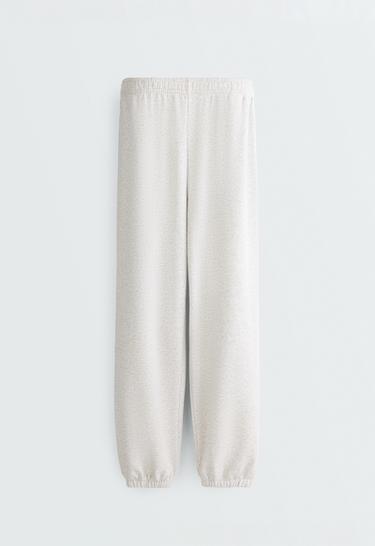 Cotton blend fleece joggers — PALE GREY MELANGE 6
