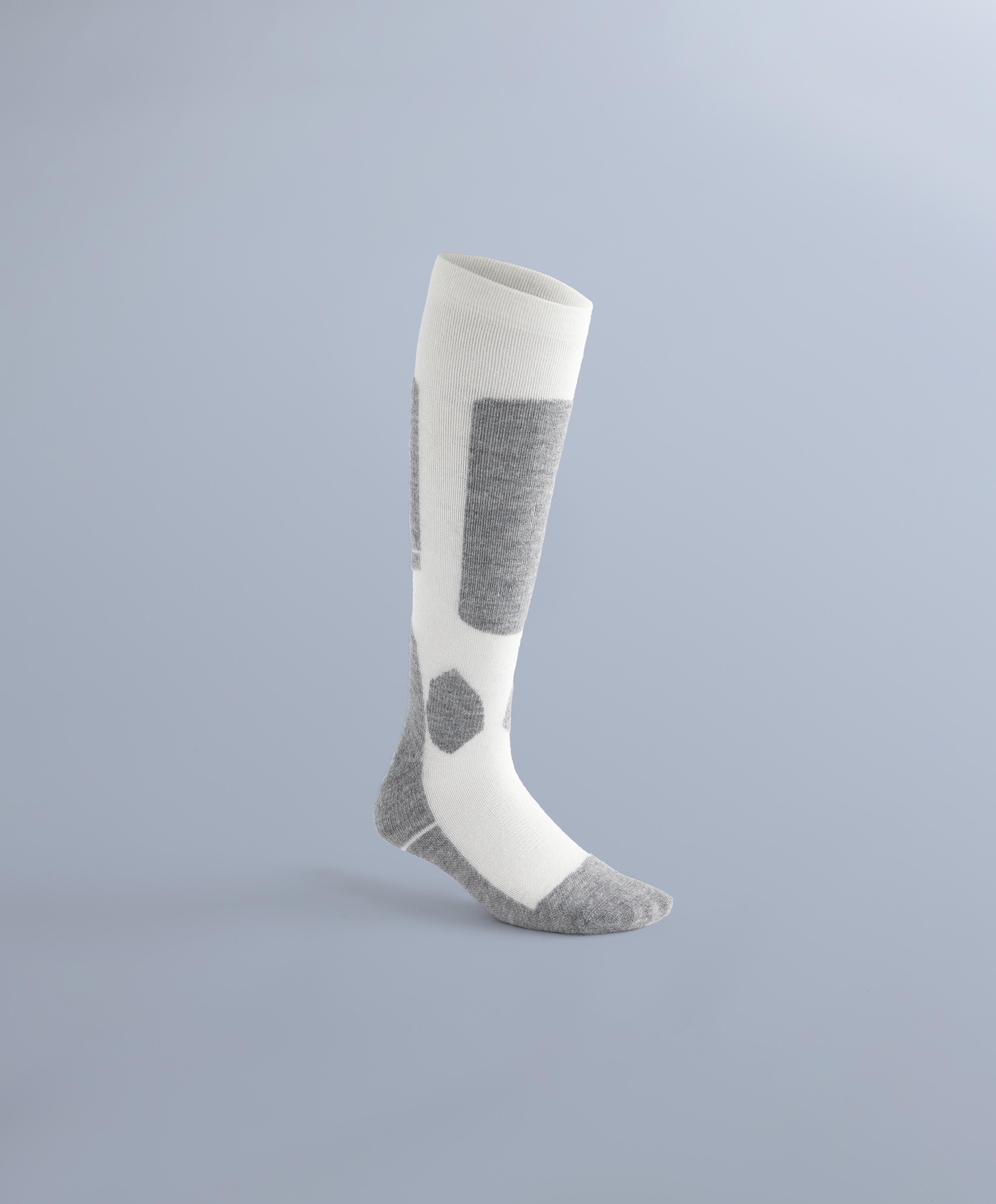 WOOLMARK® wool blend long ski socks — PALE ECRU