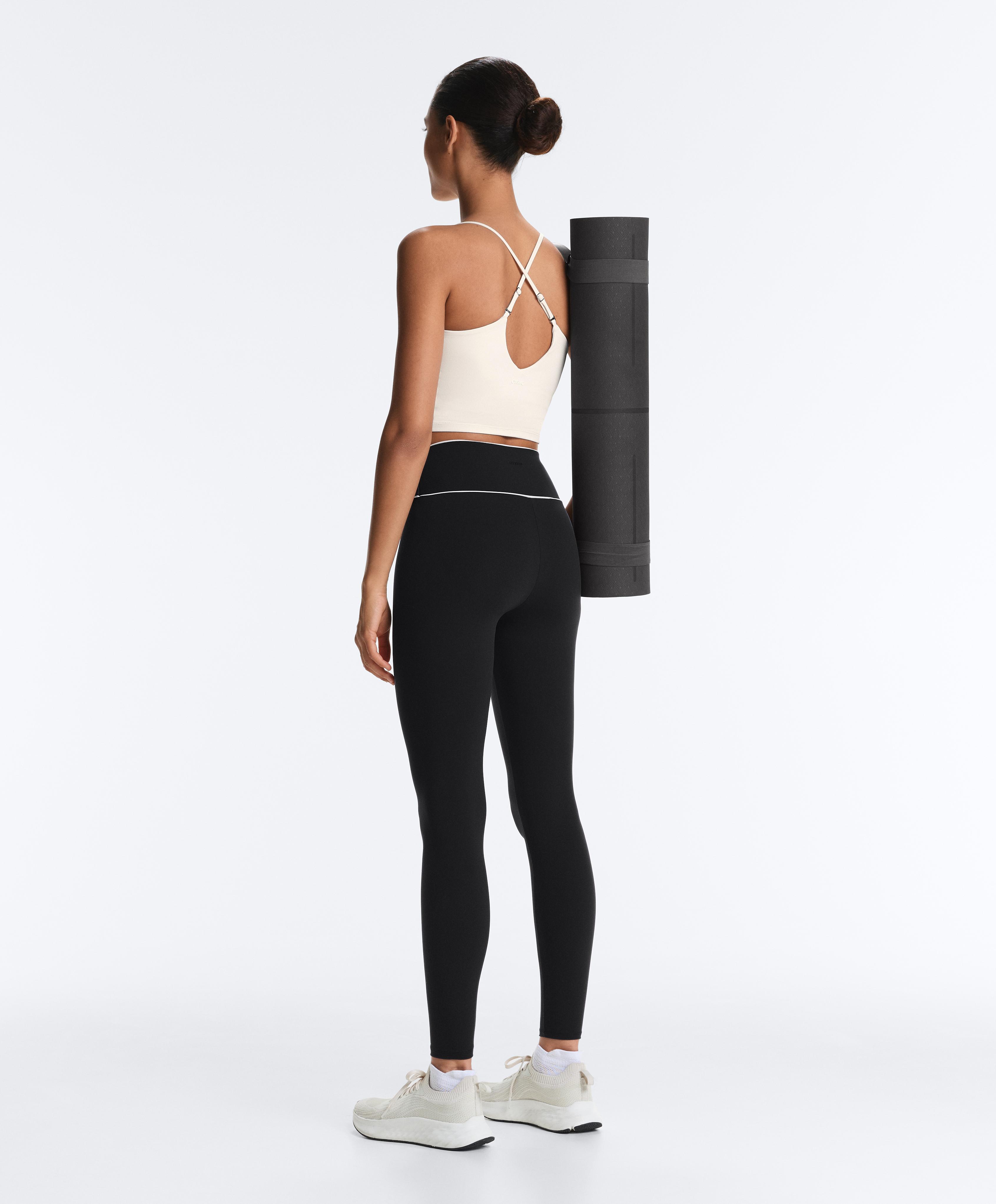 Comfortlux high-rise ankle-length leggings with bow — BLACK