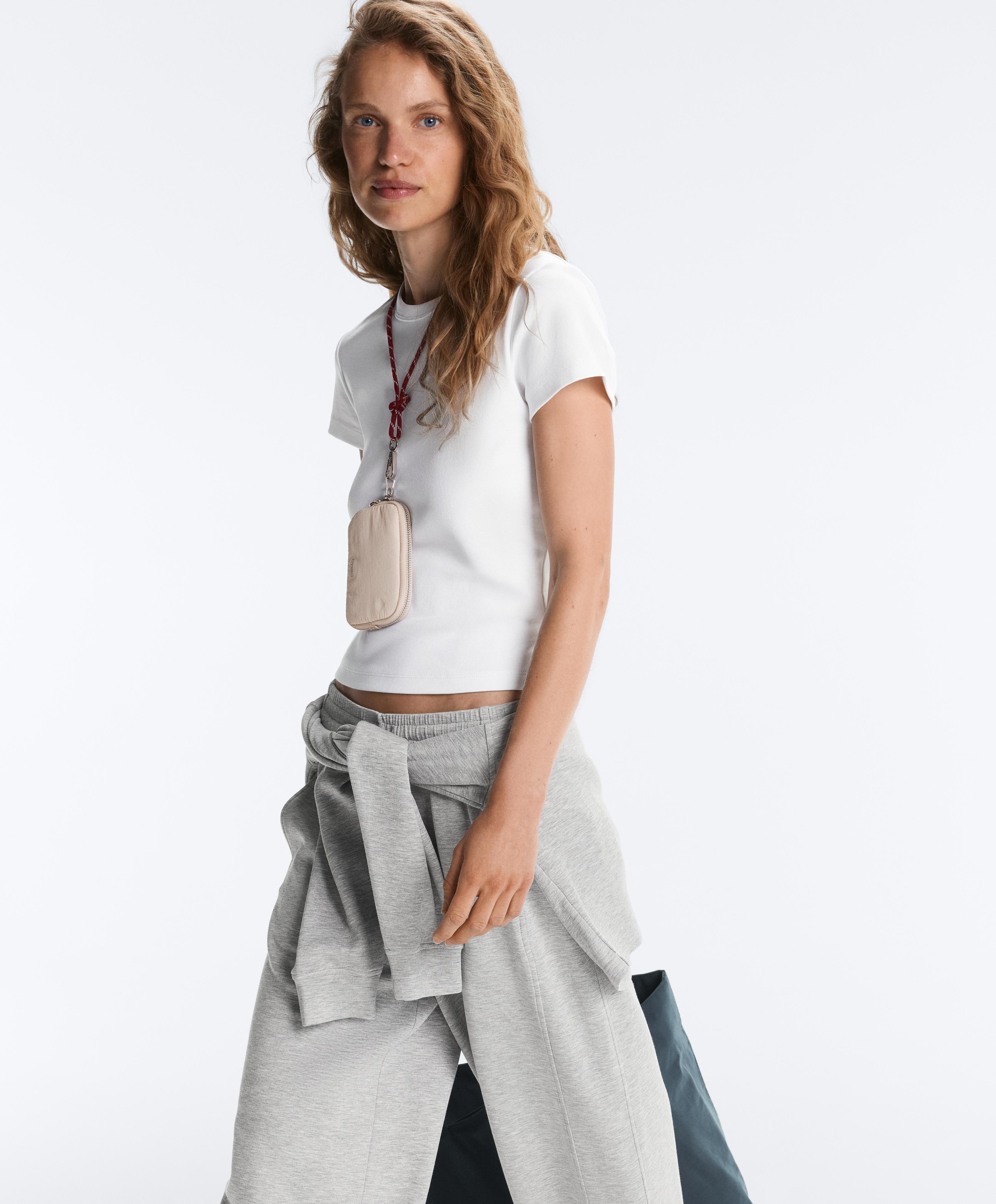 تيشيرت مضلع ضيق من مزيج القطن