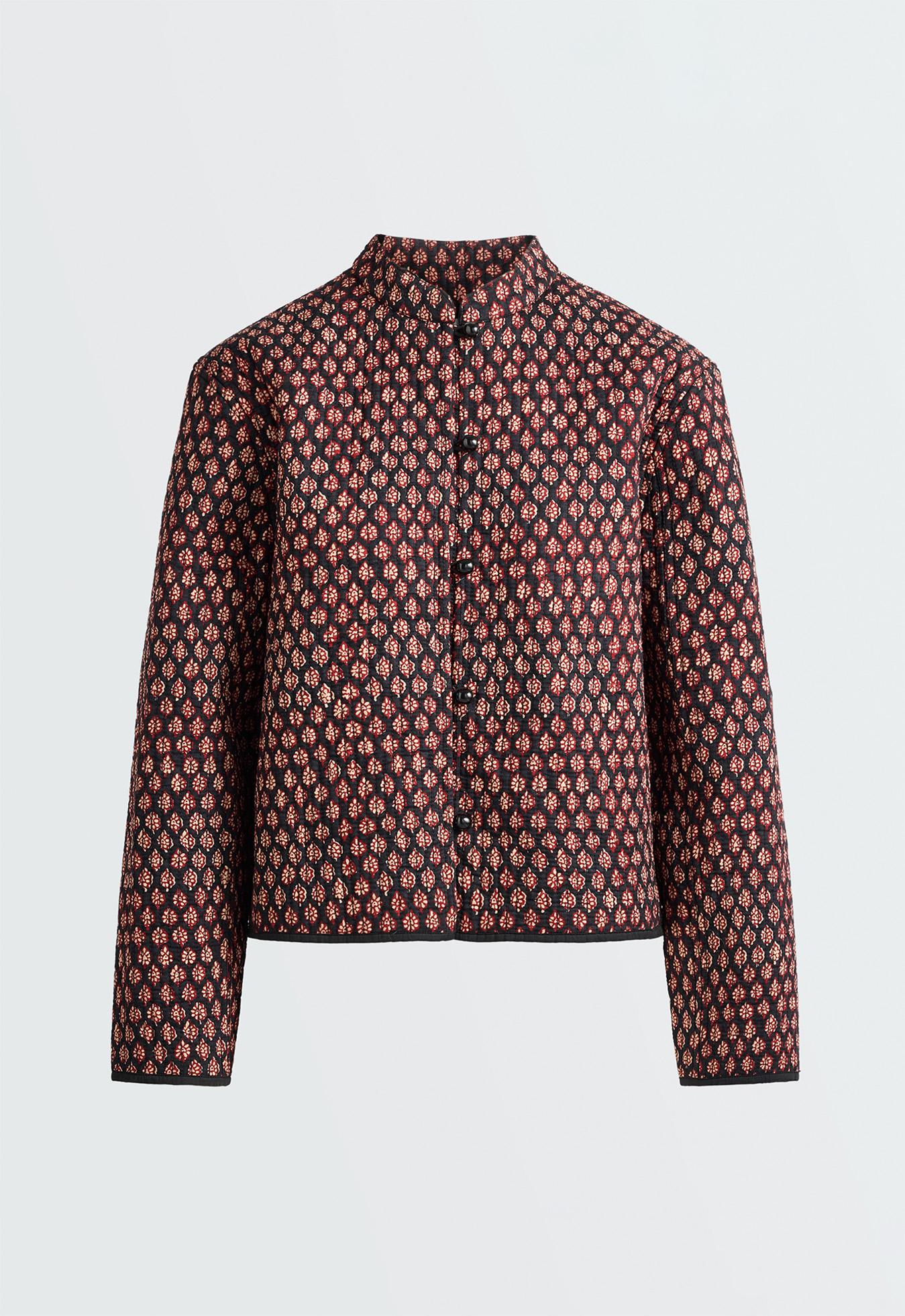 100% cotton quilted mandarin collar jacket — MAROON