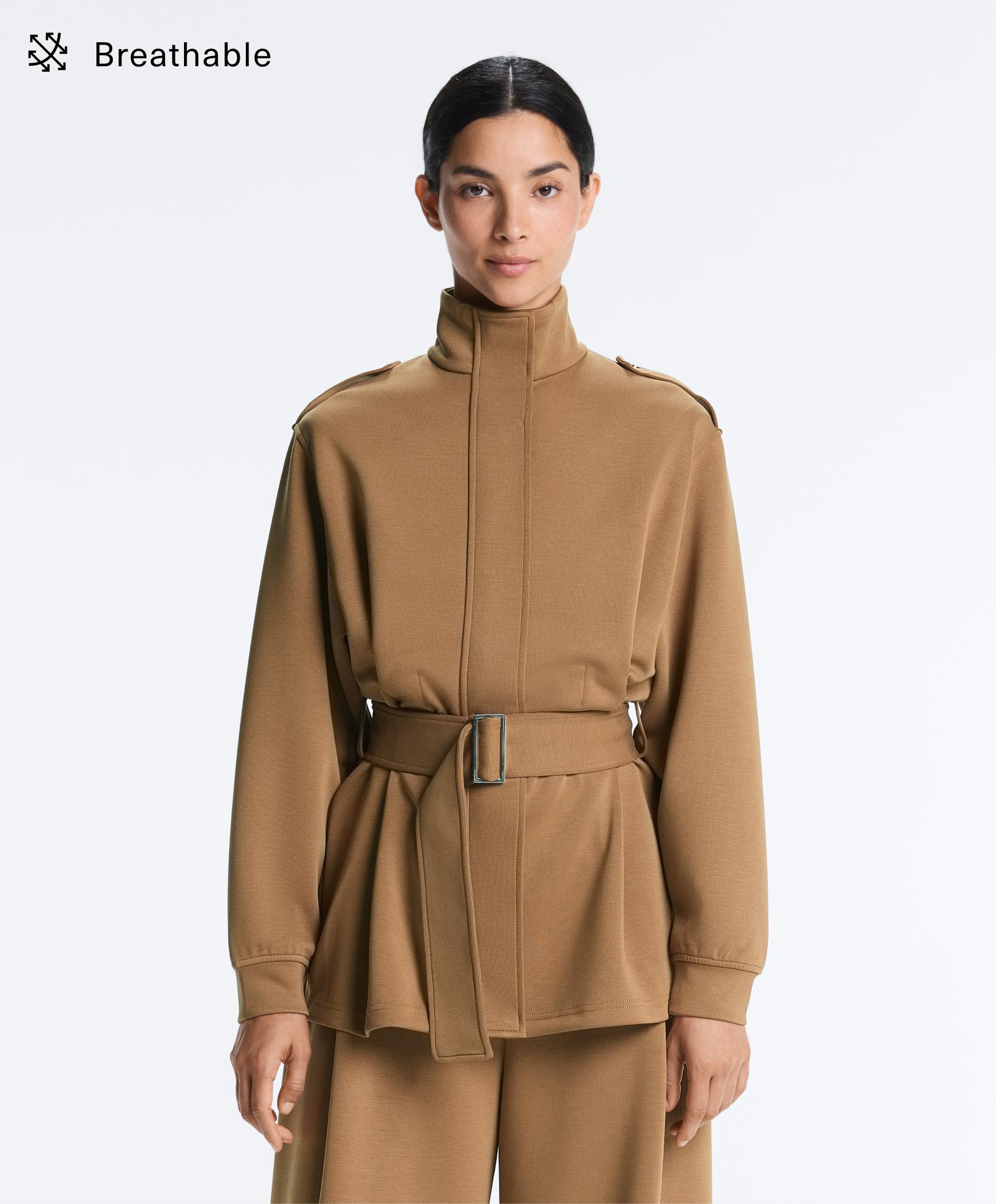 Long utility jacket with cotton and modal twill belt Long utility jacket with cotton and modal twill belt