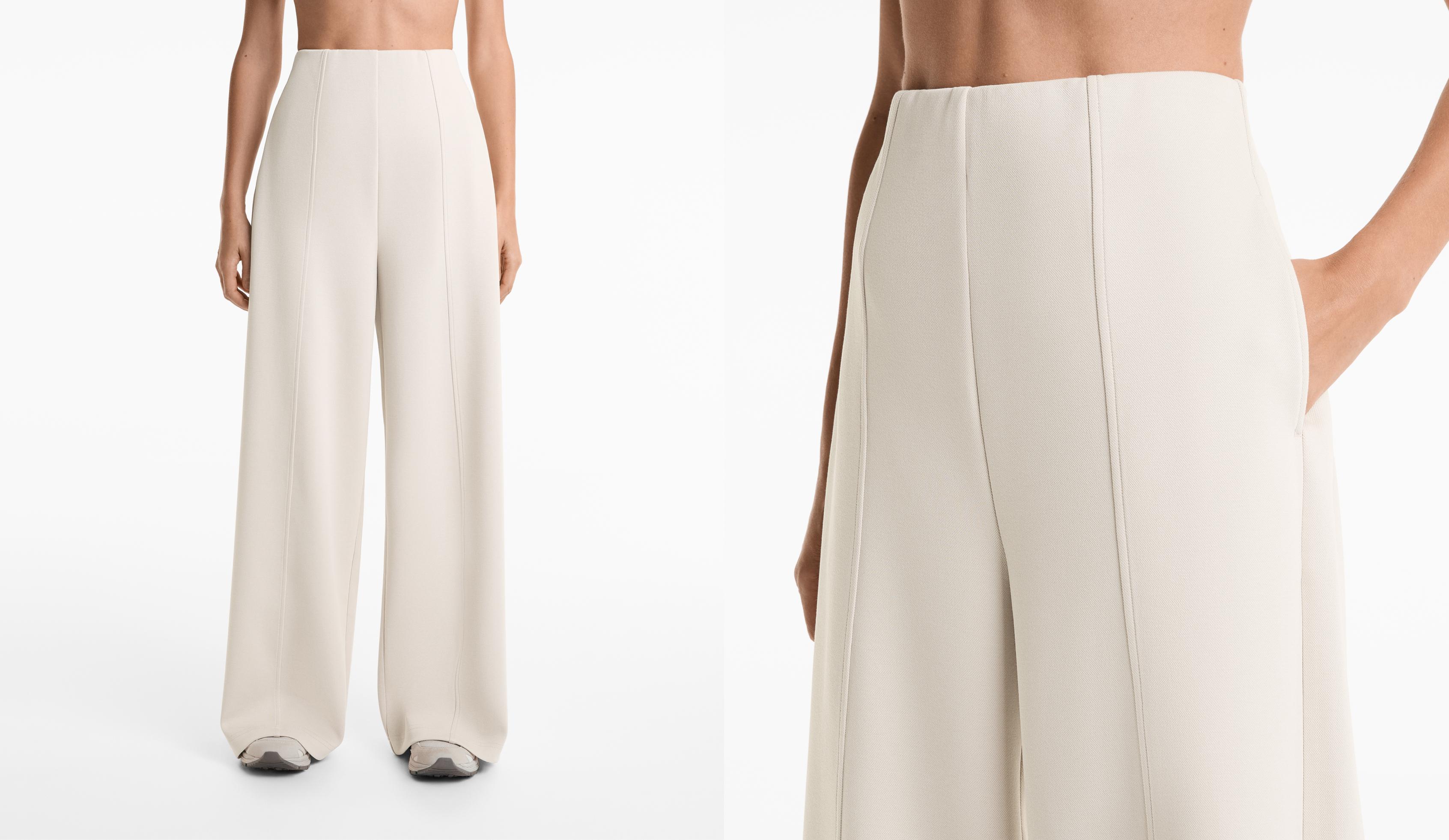 Pantaloni lunghi piqué super high rise con cotone