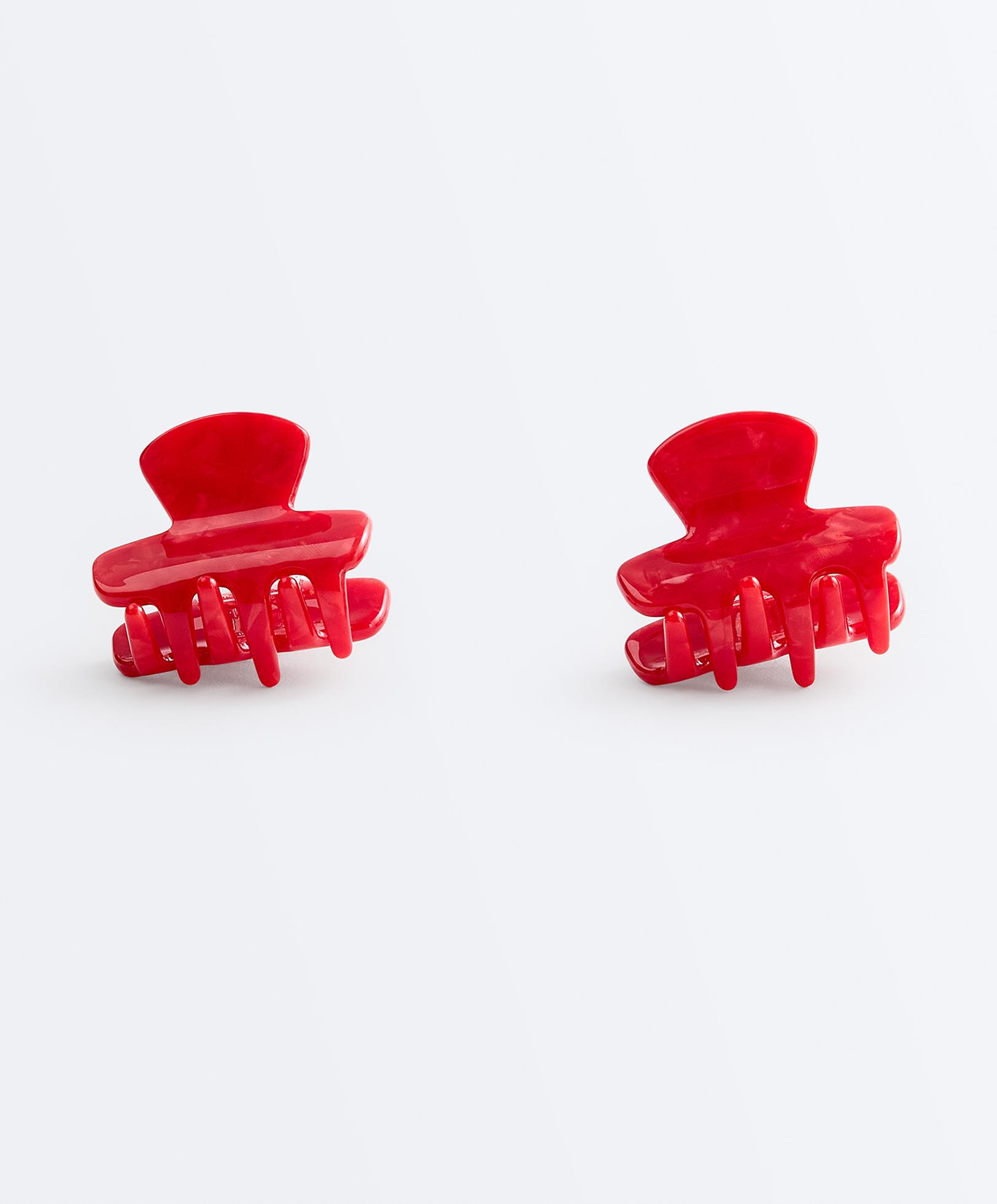 2 mini hair clips — RED