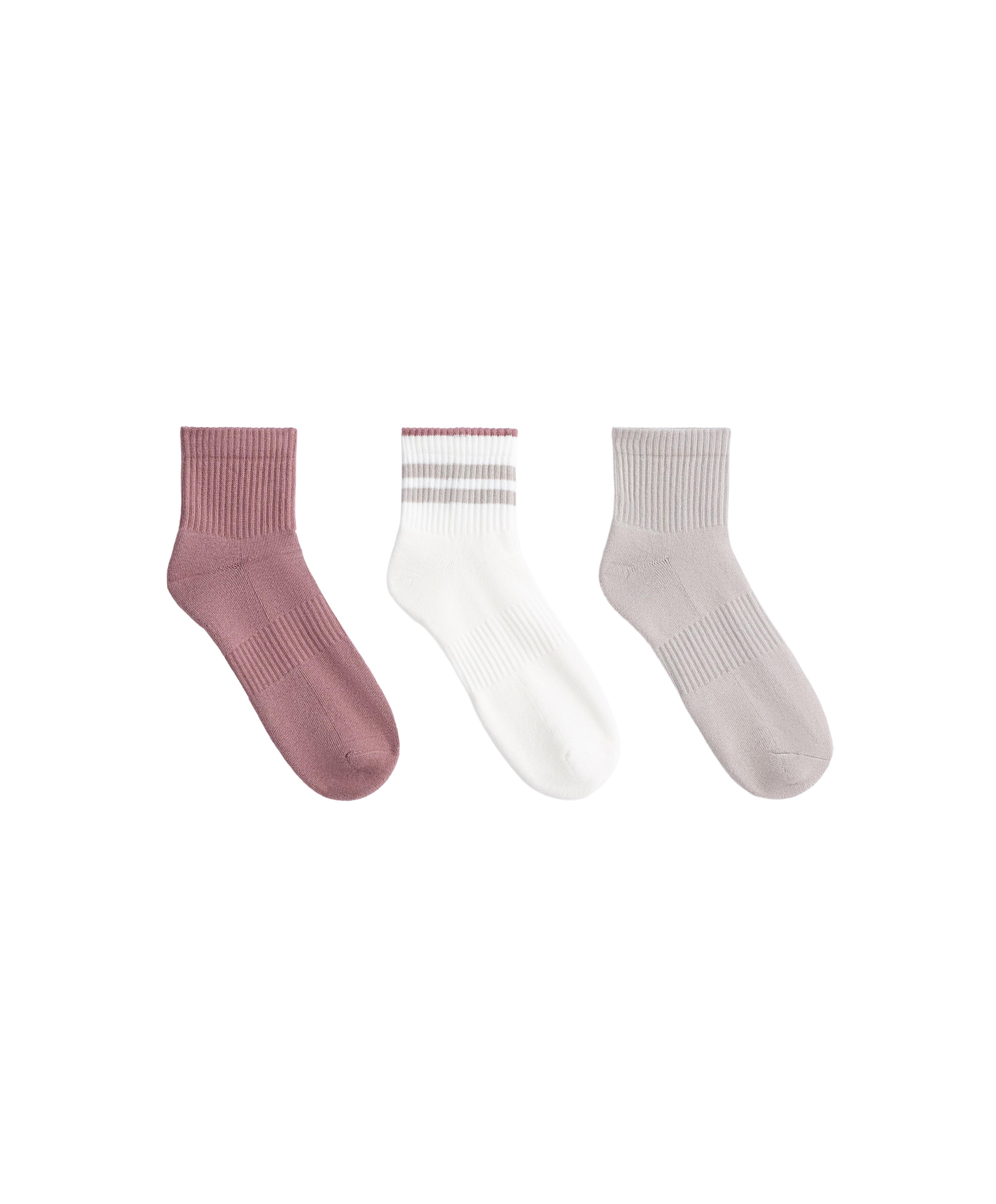 3-pack cotton socks — PALE MINK
