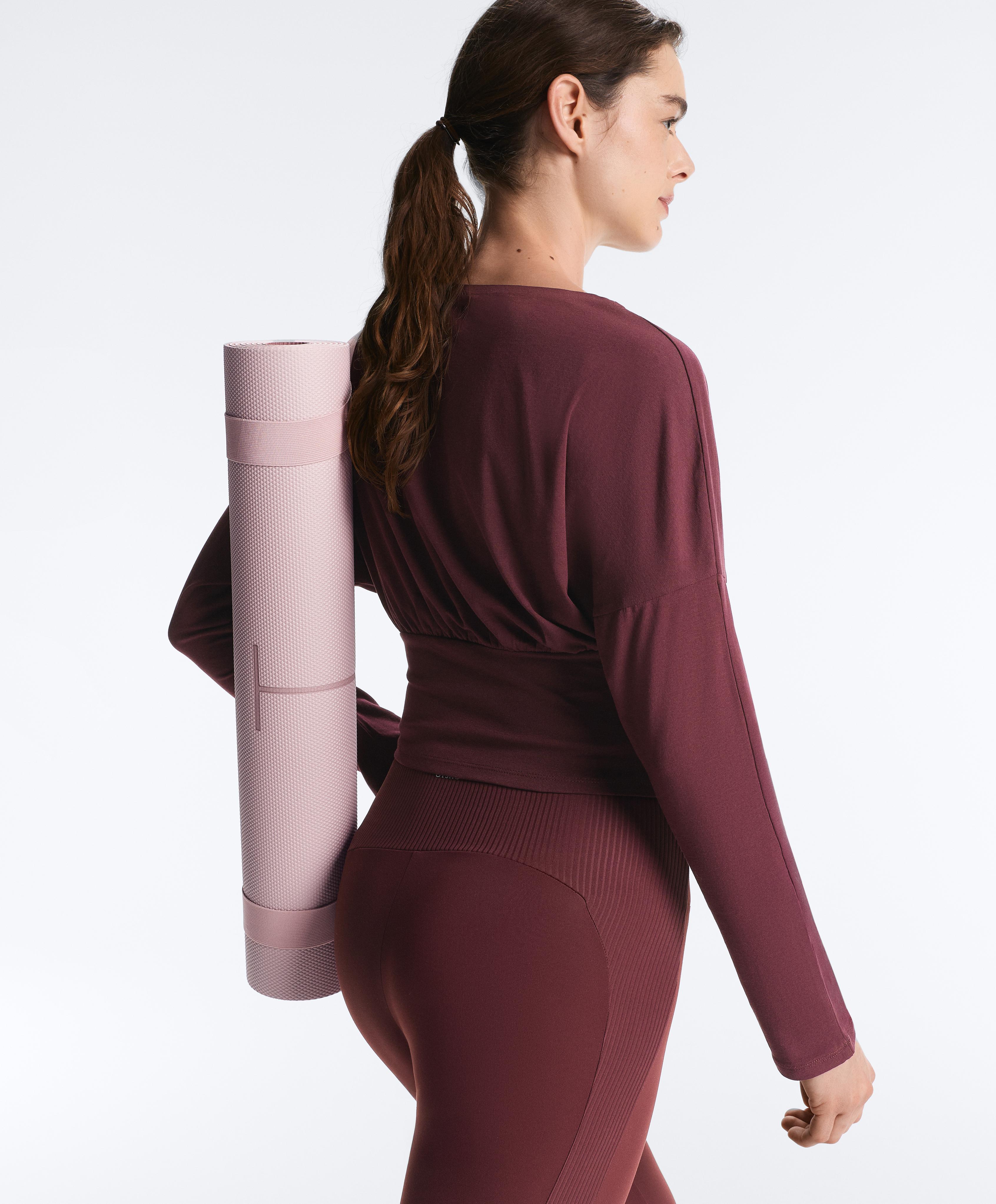 Fitted waist cotton blend T-shirt — MAROON