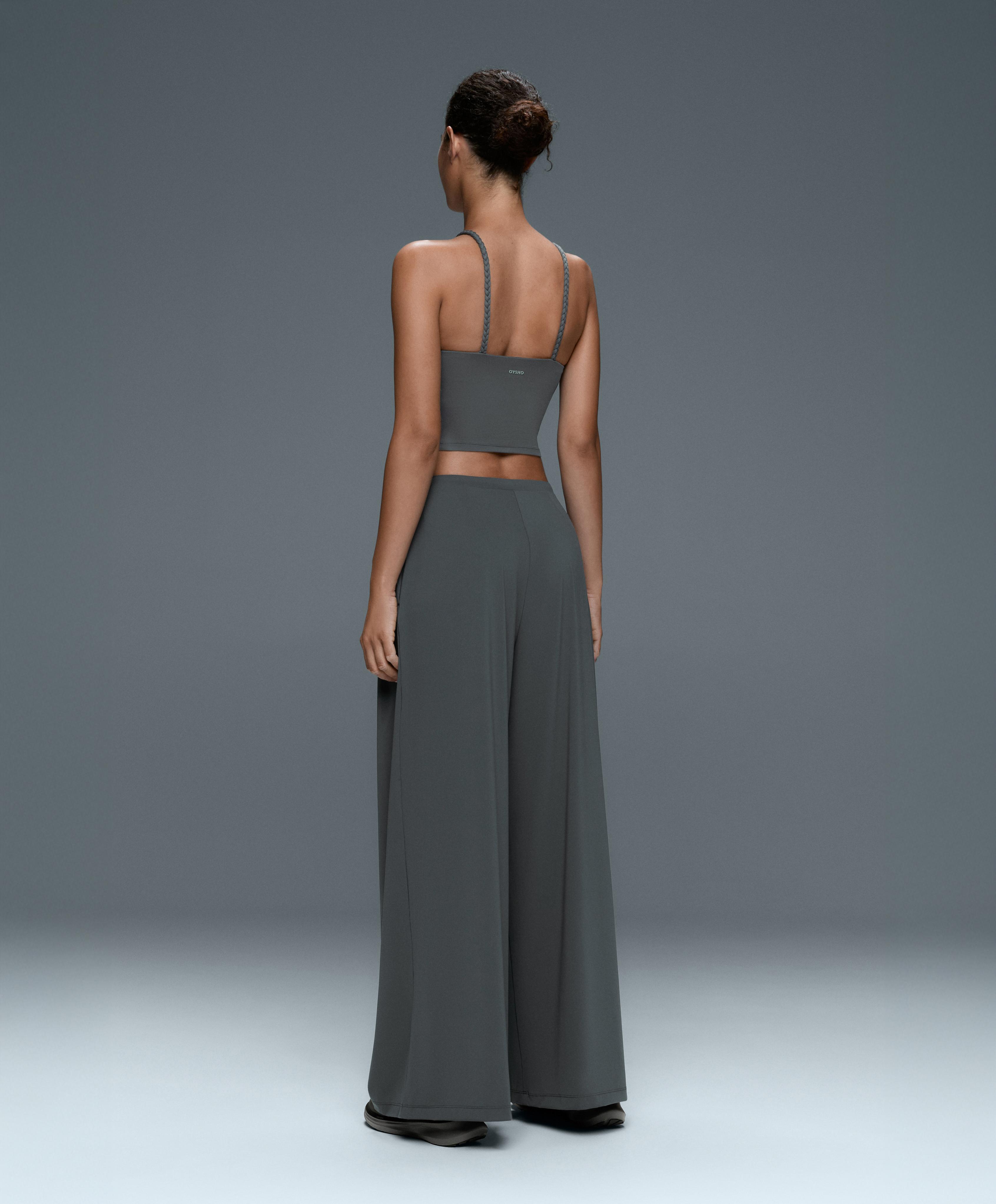 Light Touch wide-leg trousers with darts — STEEL GREY