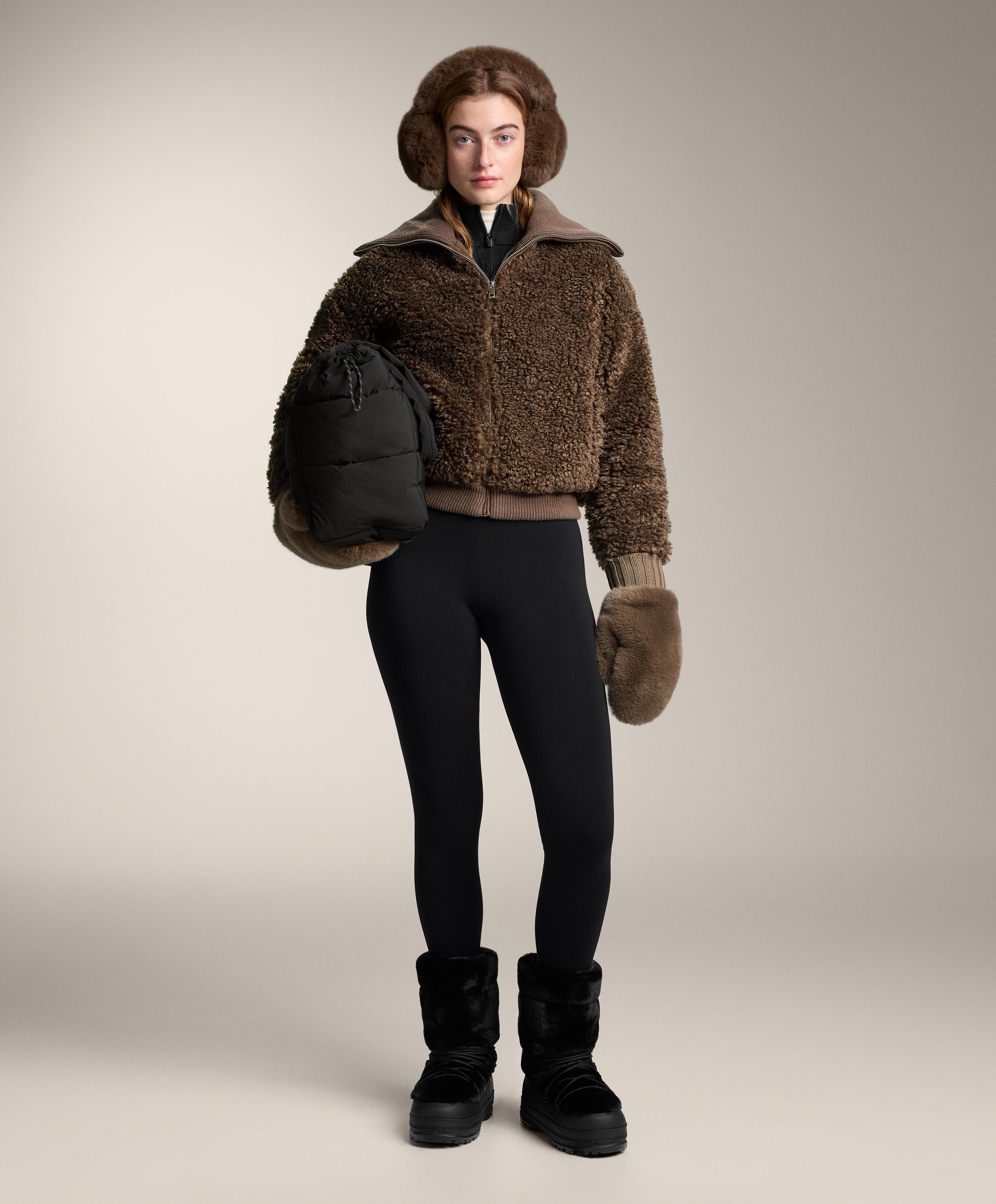 Textured faux-shearling jacket — TOBACCO BROWN