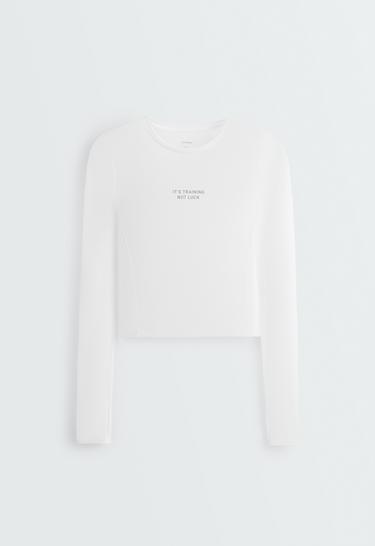 Long-sleeved technical T-shirt with text — WHITE  6