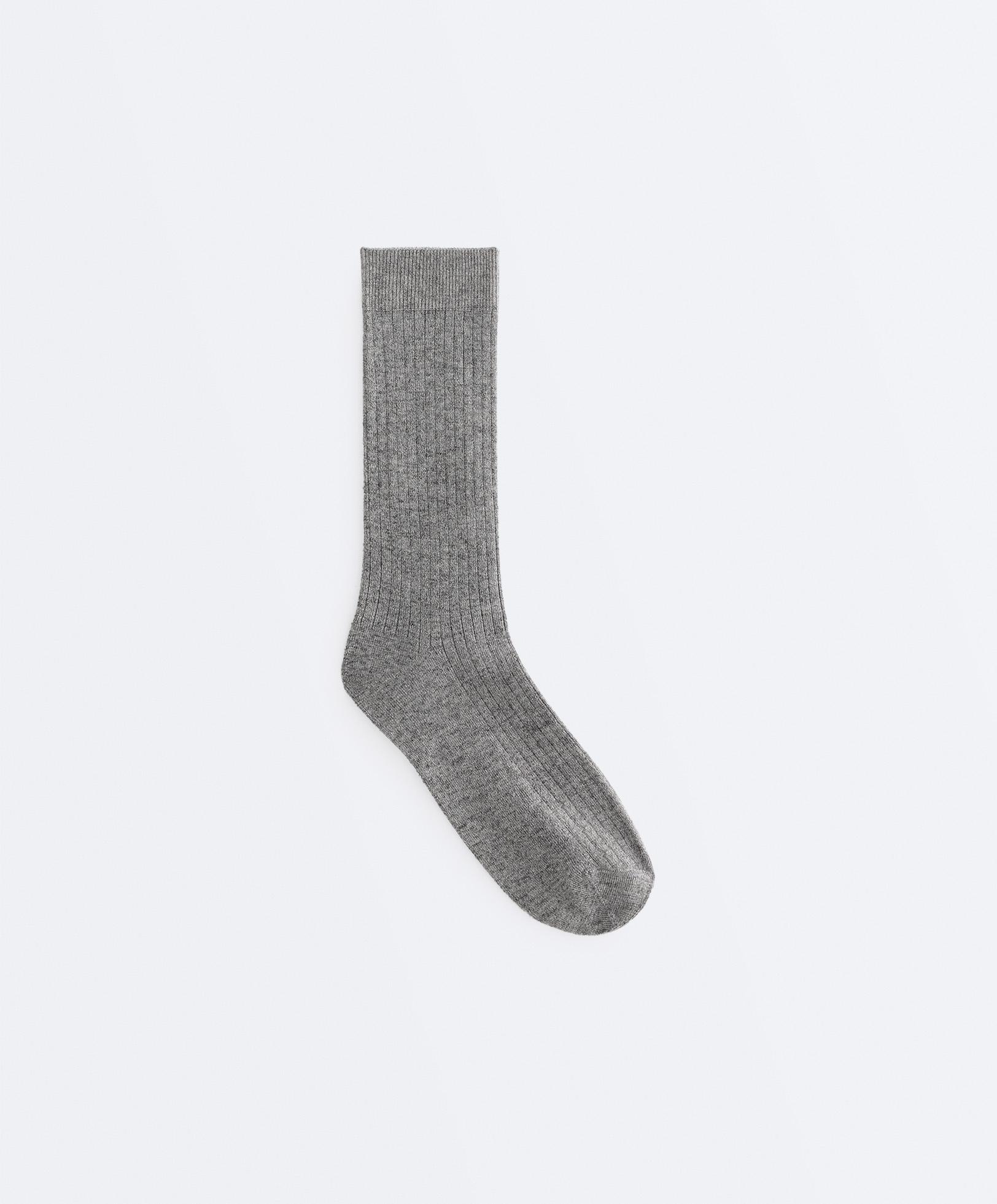 Modal blend classic socks with 13% cashmere — MOTTLED GREY MELANGE