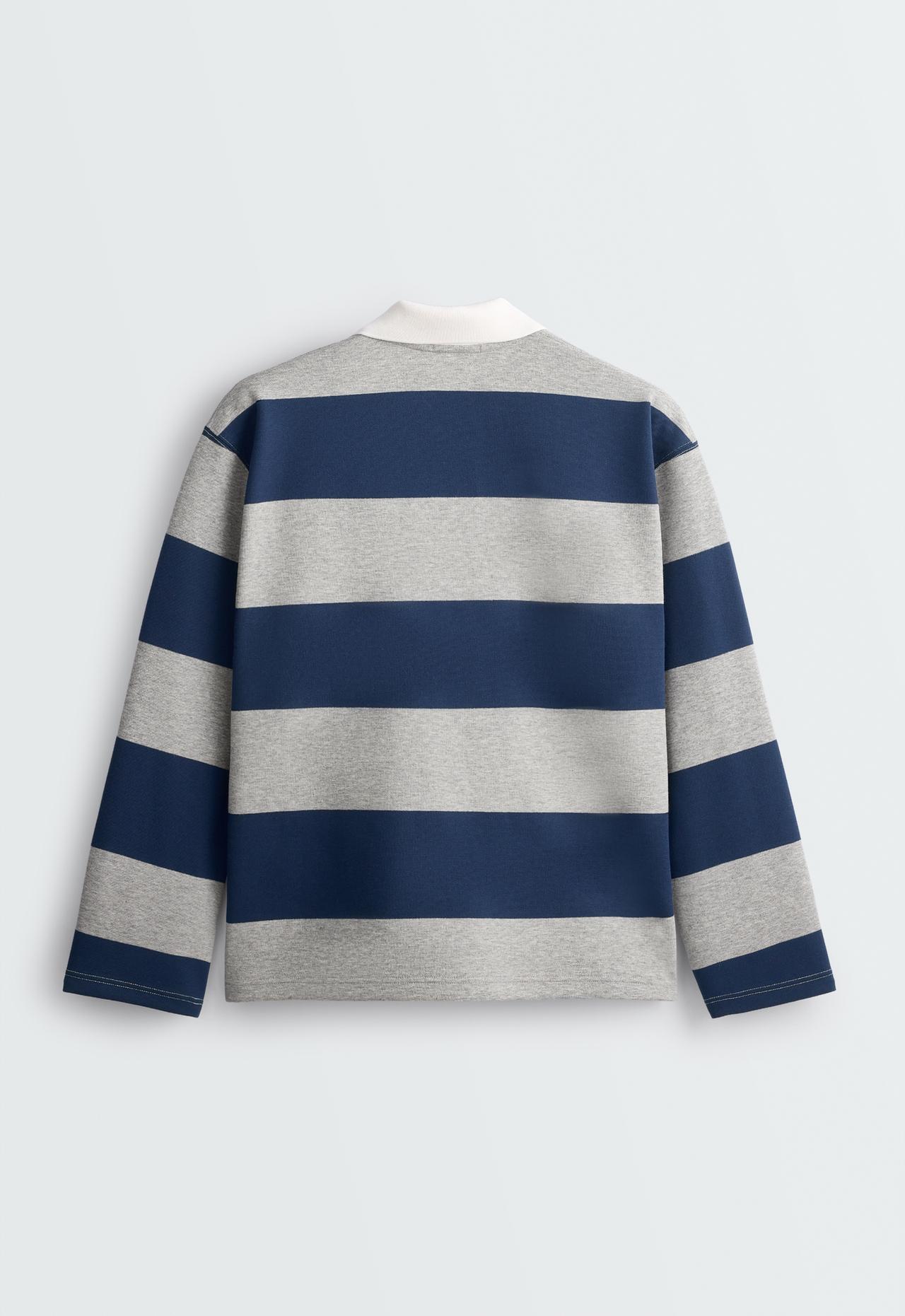 Striped jacquard cotton piqué polo shirt — DARK GREY