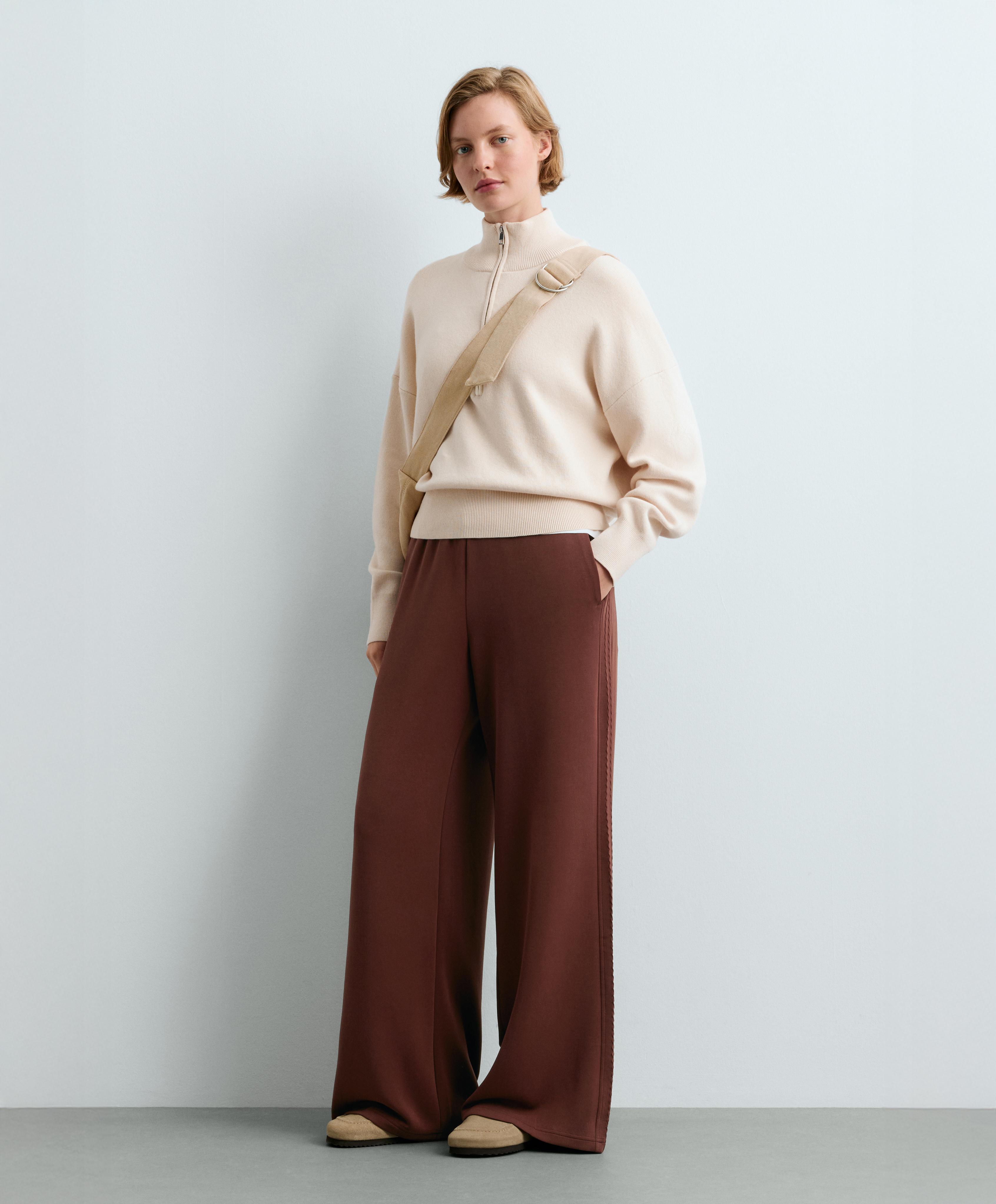 Straight-leg trousers with soft-touch modal — TERRACOTTA
