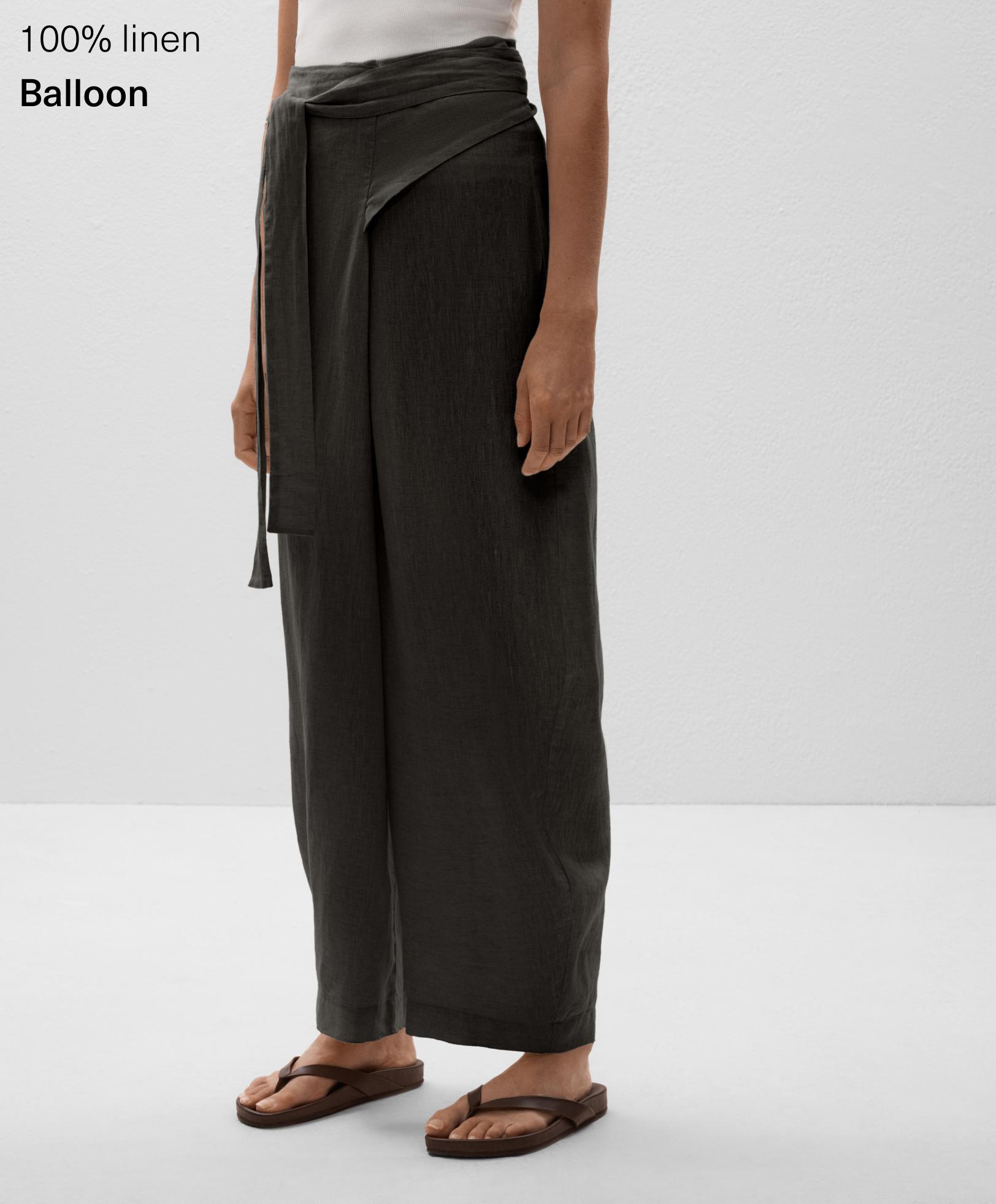100% linen crossover balloon trousers
