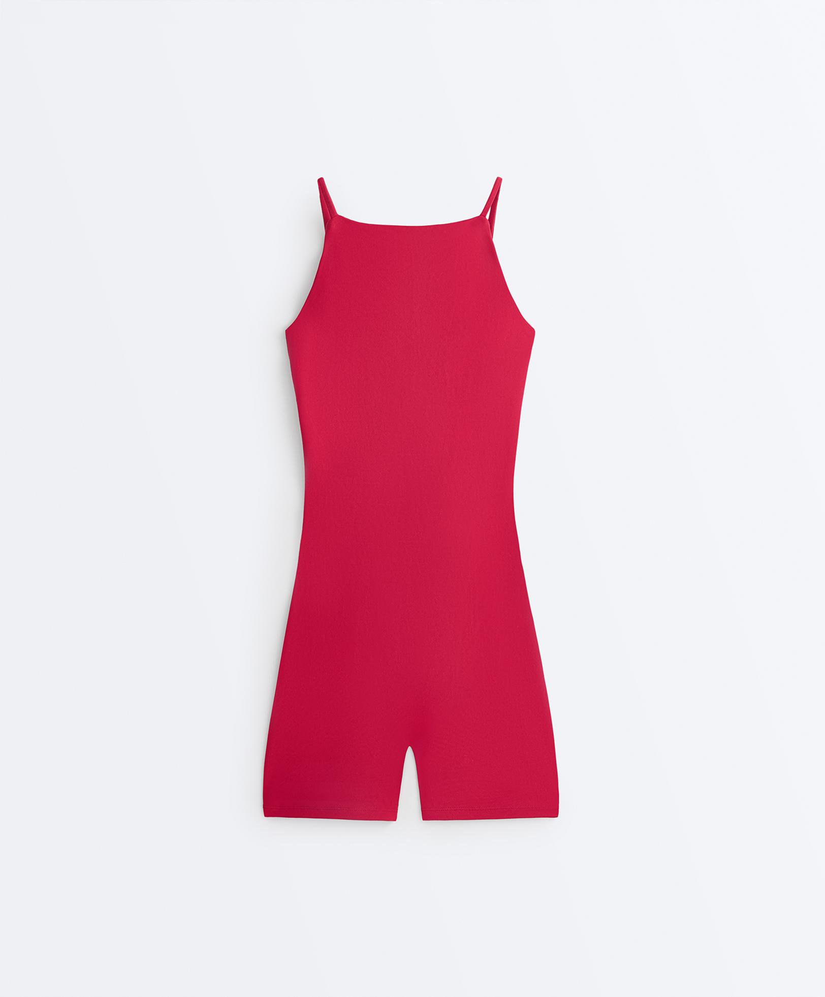 Evermove open-back short jumpsuit — RED