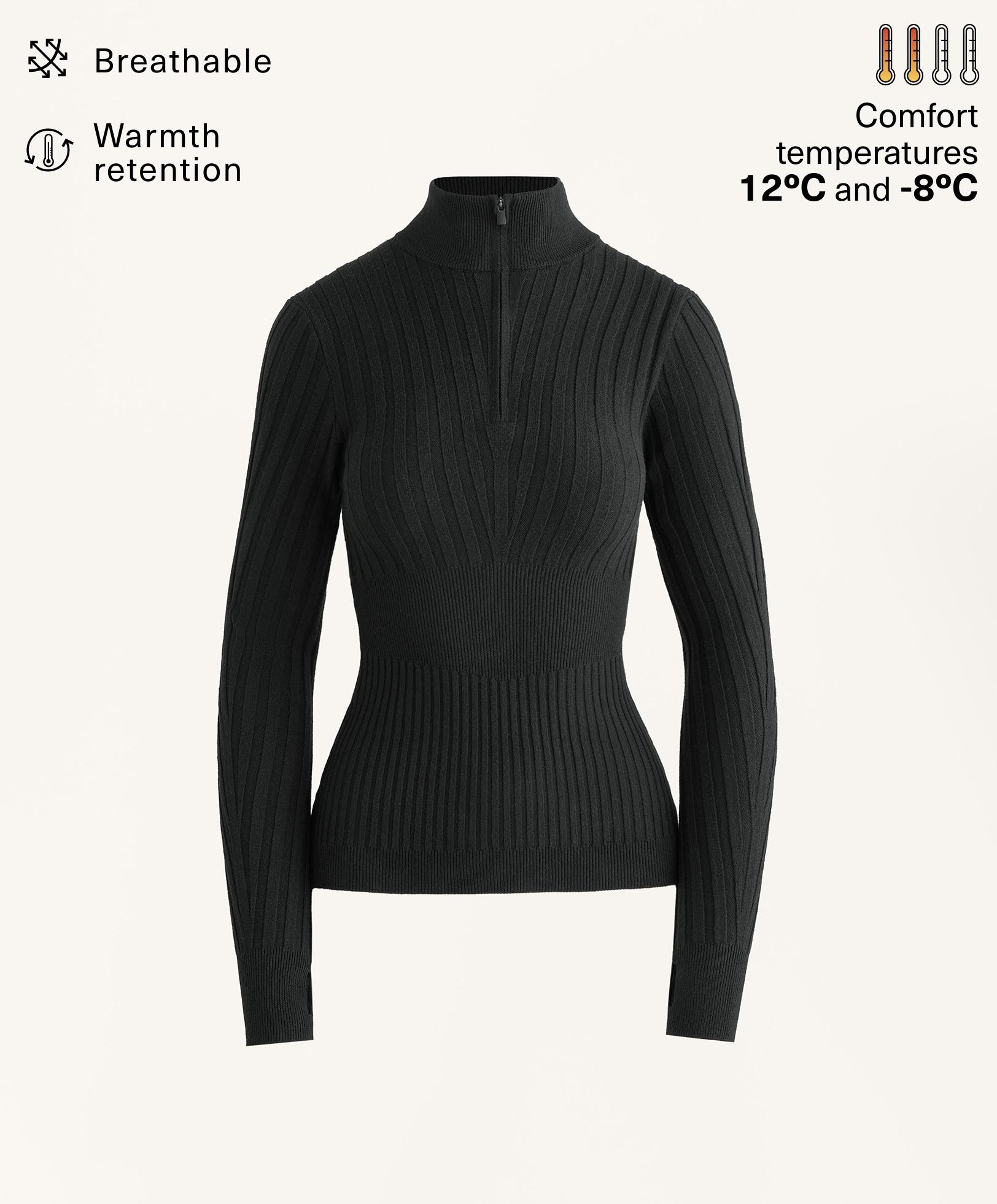 T-shirt thermique base layer en maille rib à col montant