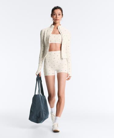 Evermove floral print technical jacket — PALE ECRU 7