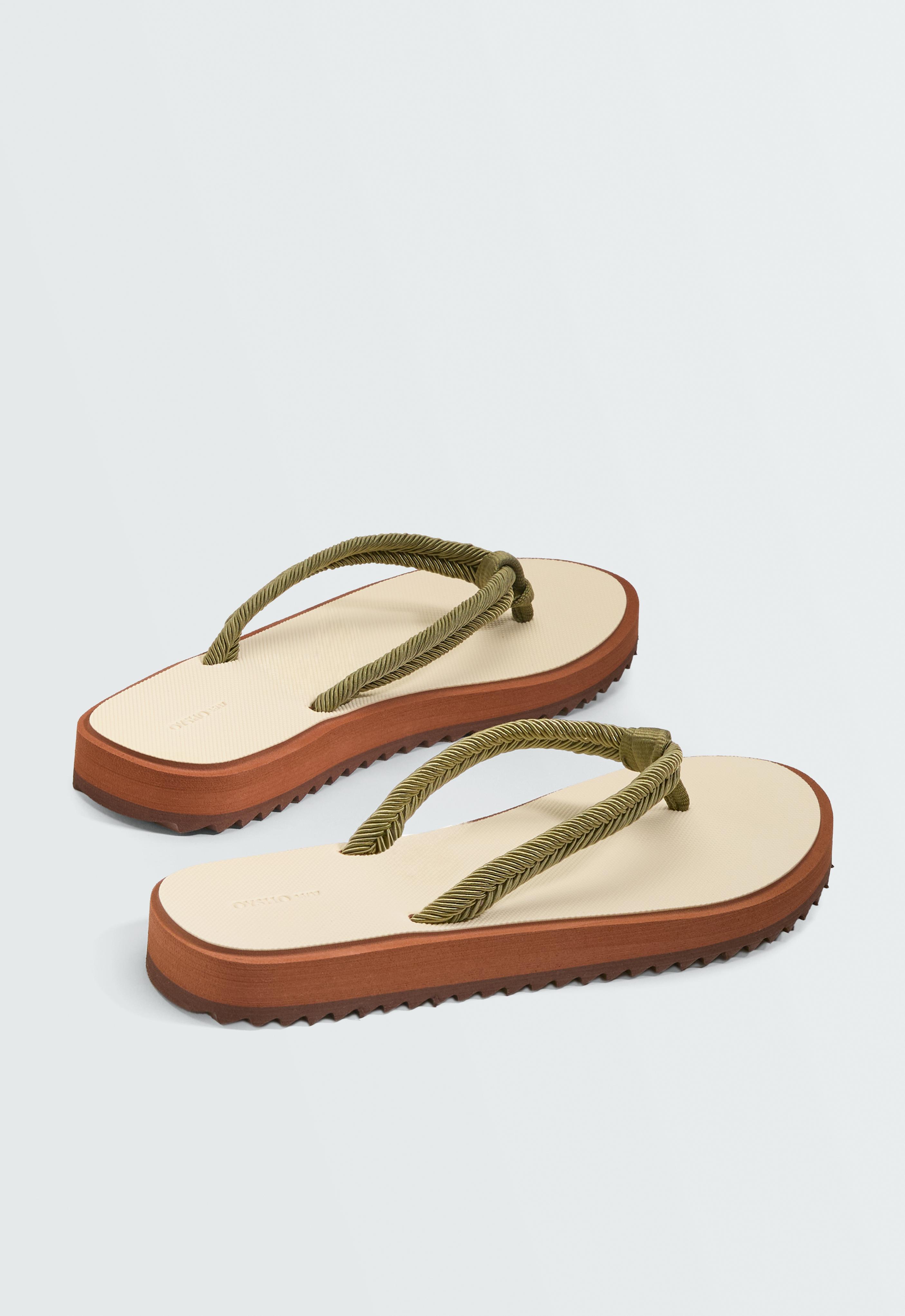 Braided rope beachwear sandals — KHAKI