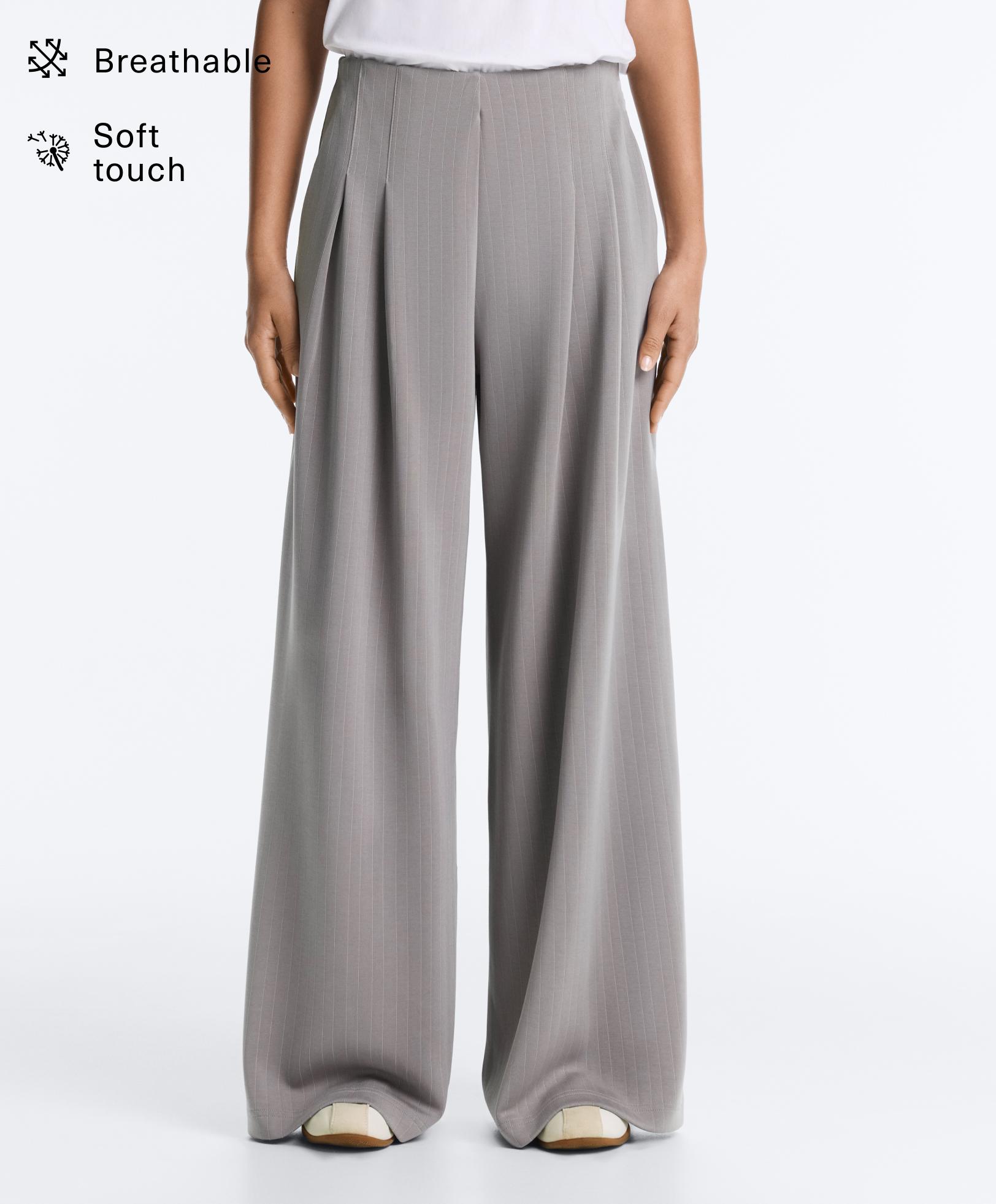 Pantalón largo pliegue con modal tacto suave
