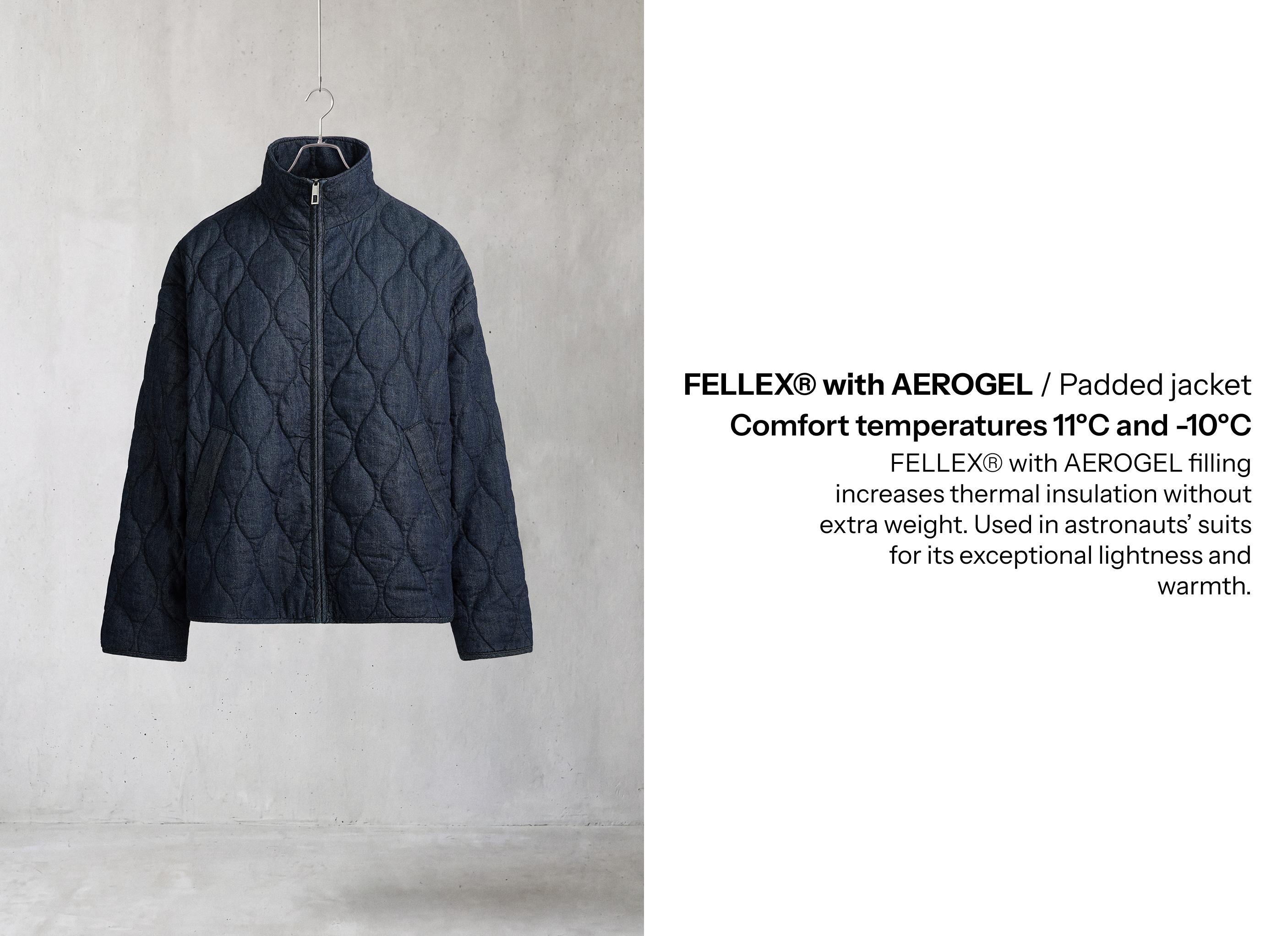 FELLEX® AEROGEL denim-effect boxy padded jacket — MID DENIM